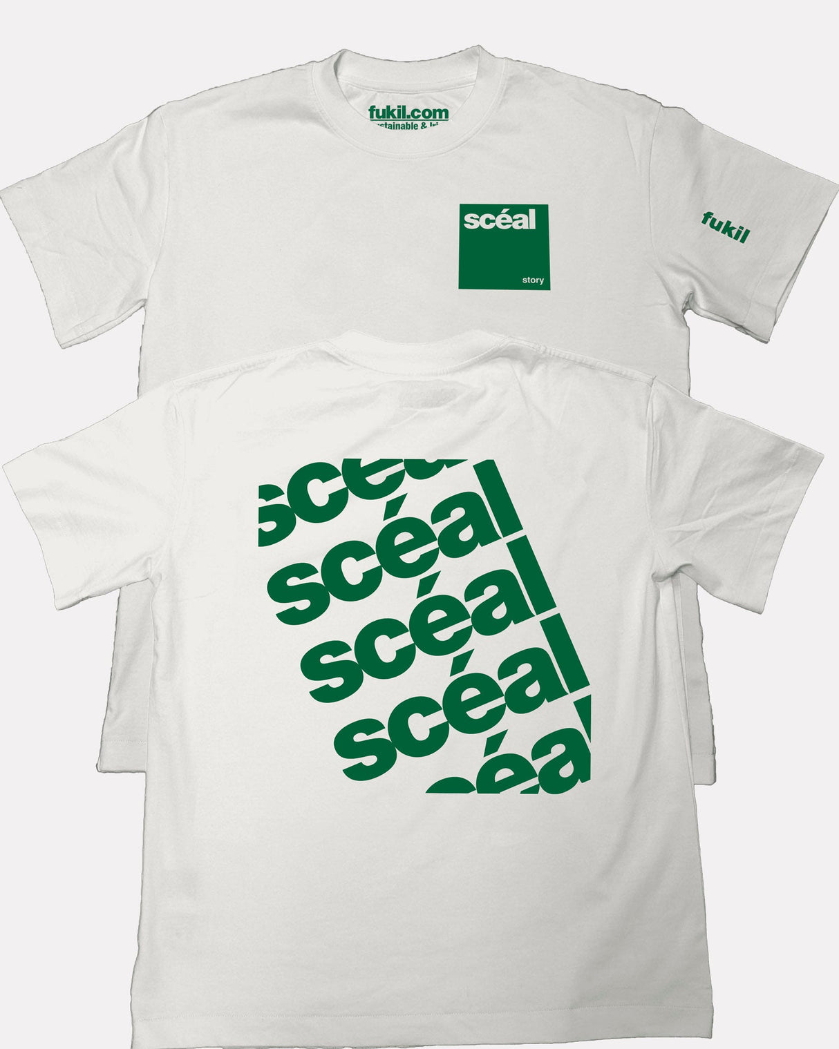 White-Green-'Scéal'-Bosca-T-Shirt