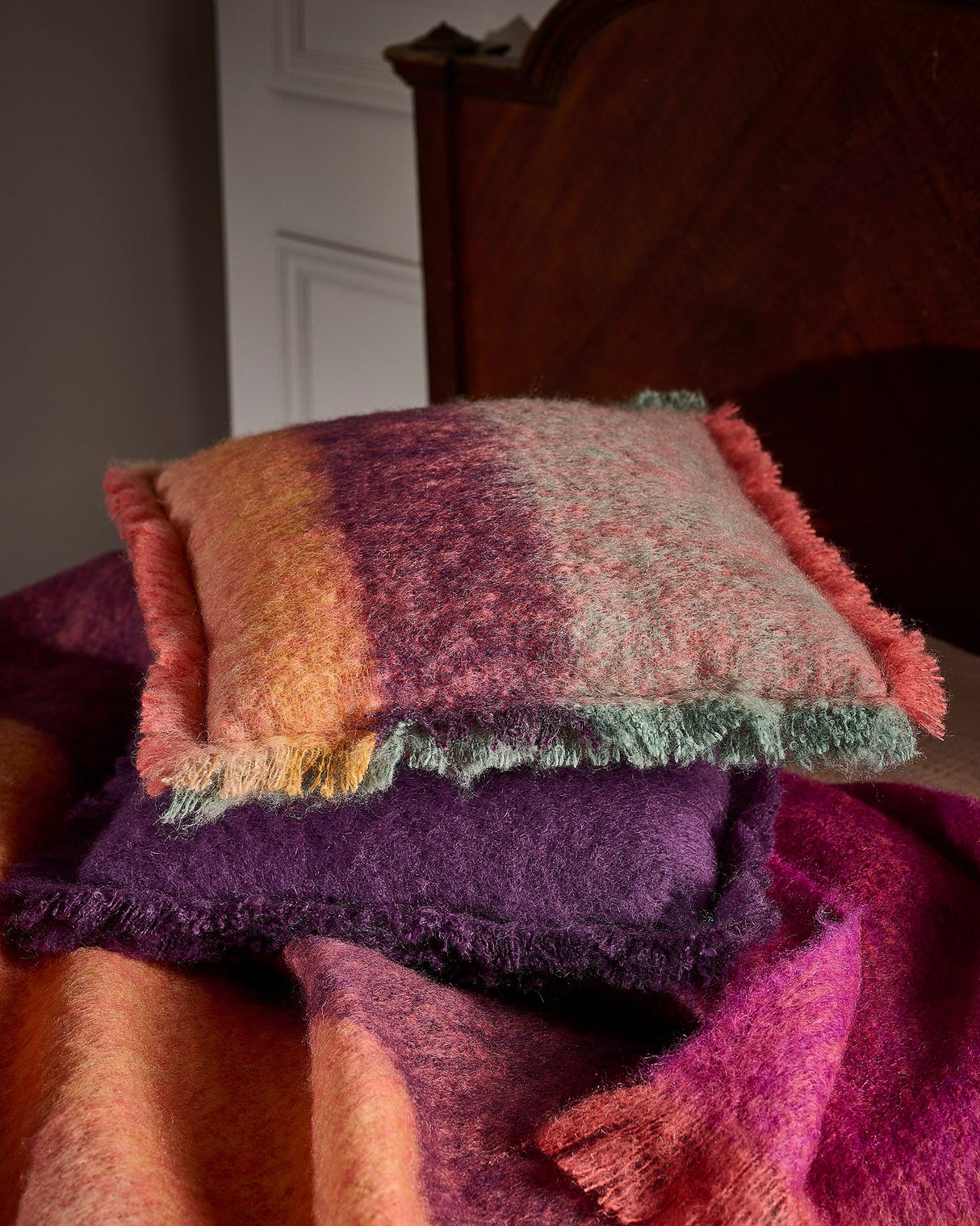 Fuchsia Contemporary Mohair Cushion