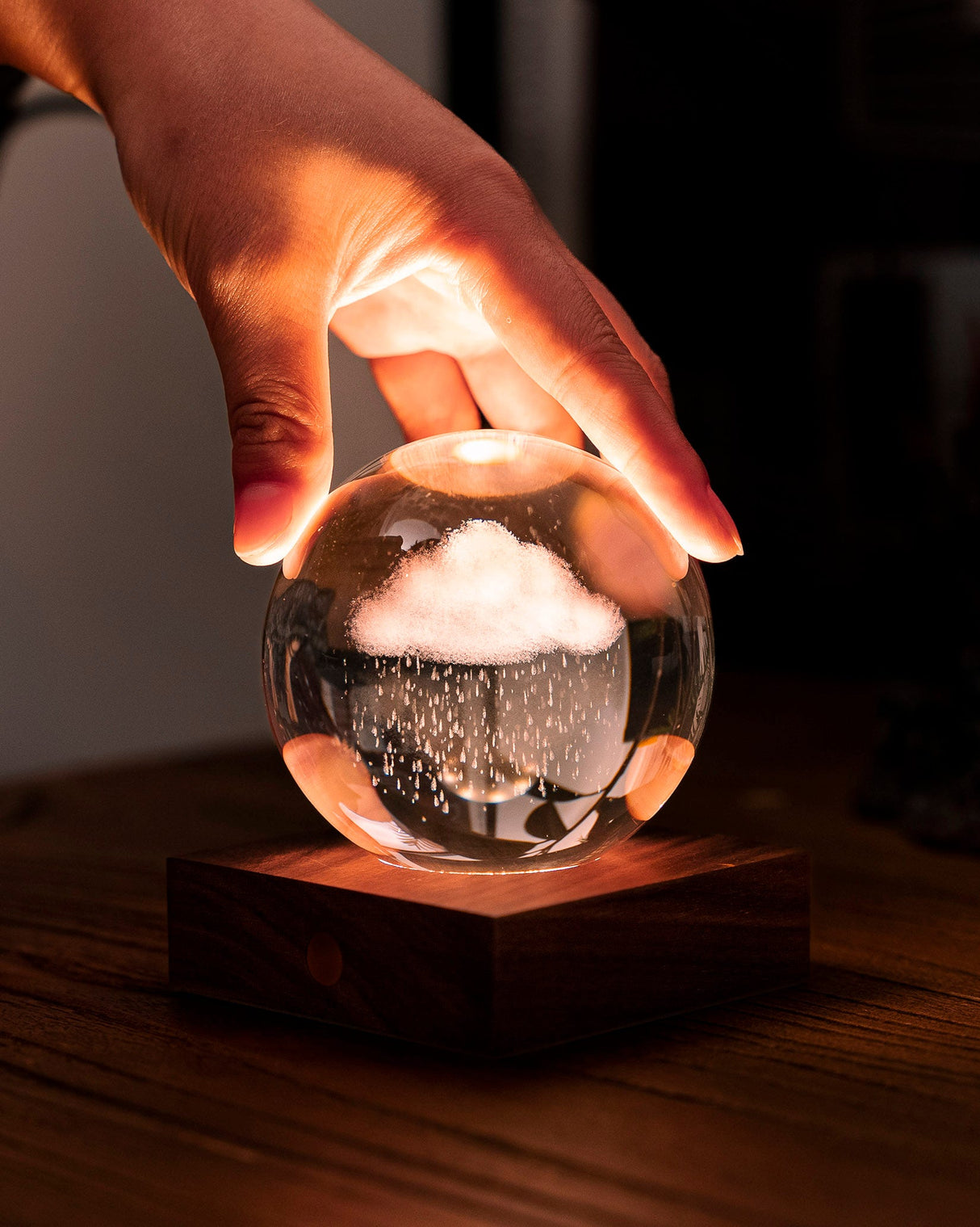3D Rain Cloud Amber Crystal Ball Light