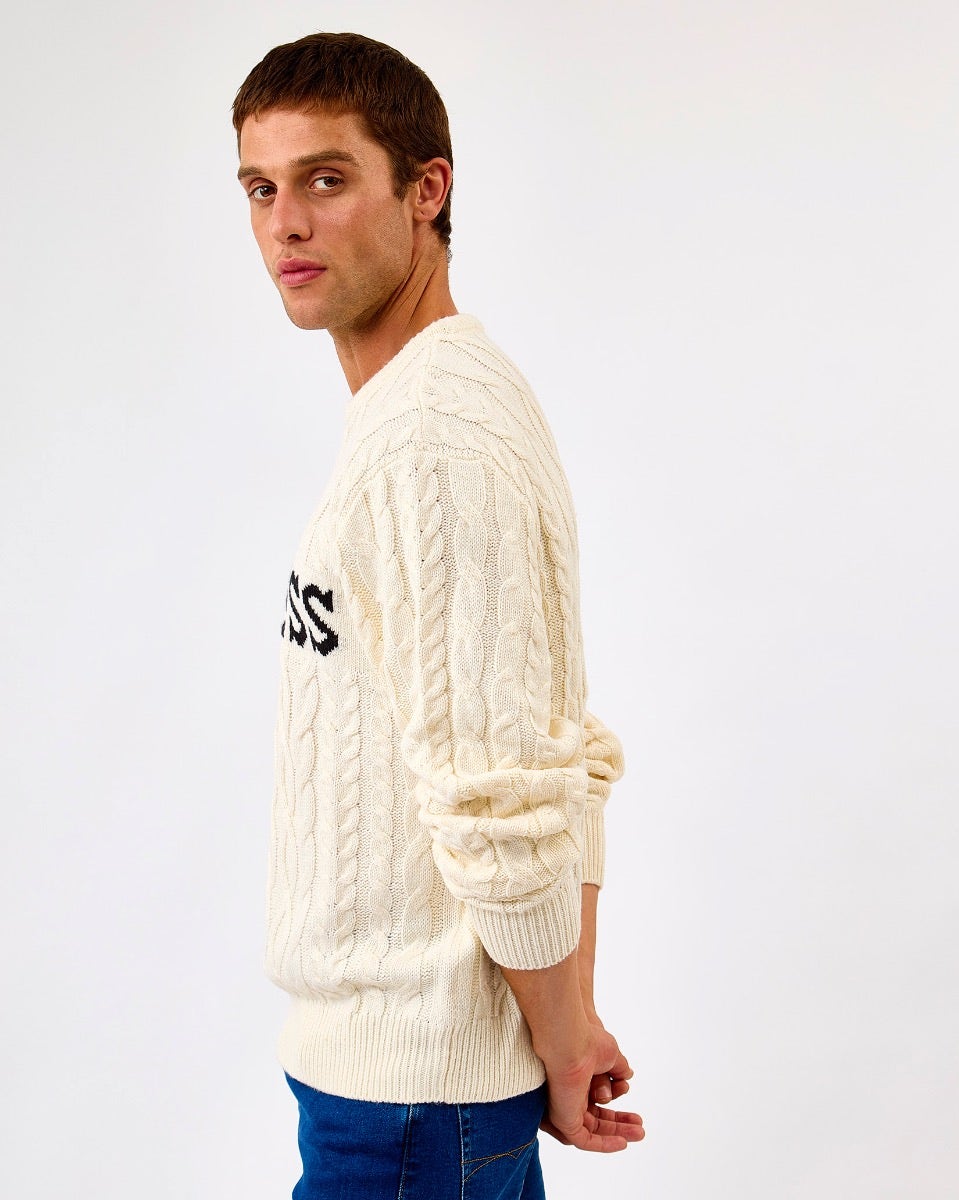 White 'Guinness' Aran Knit Jumper