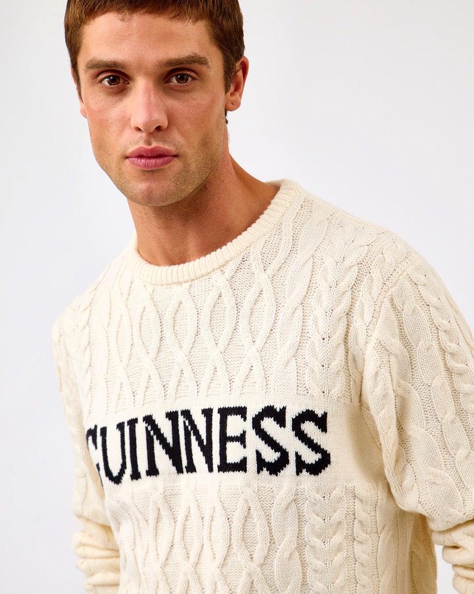 White 'Guinness' Aran Knit Jumper
