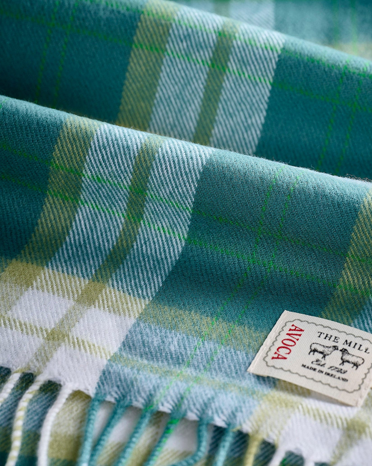 Green Check Merino Scarf