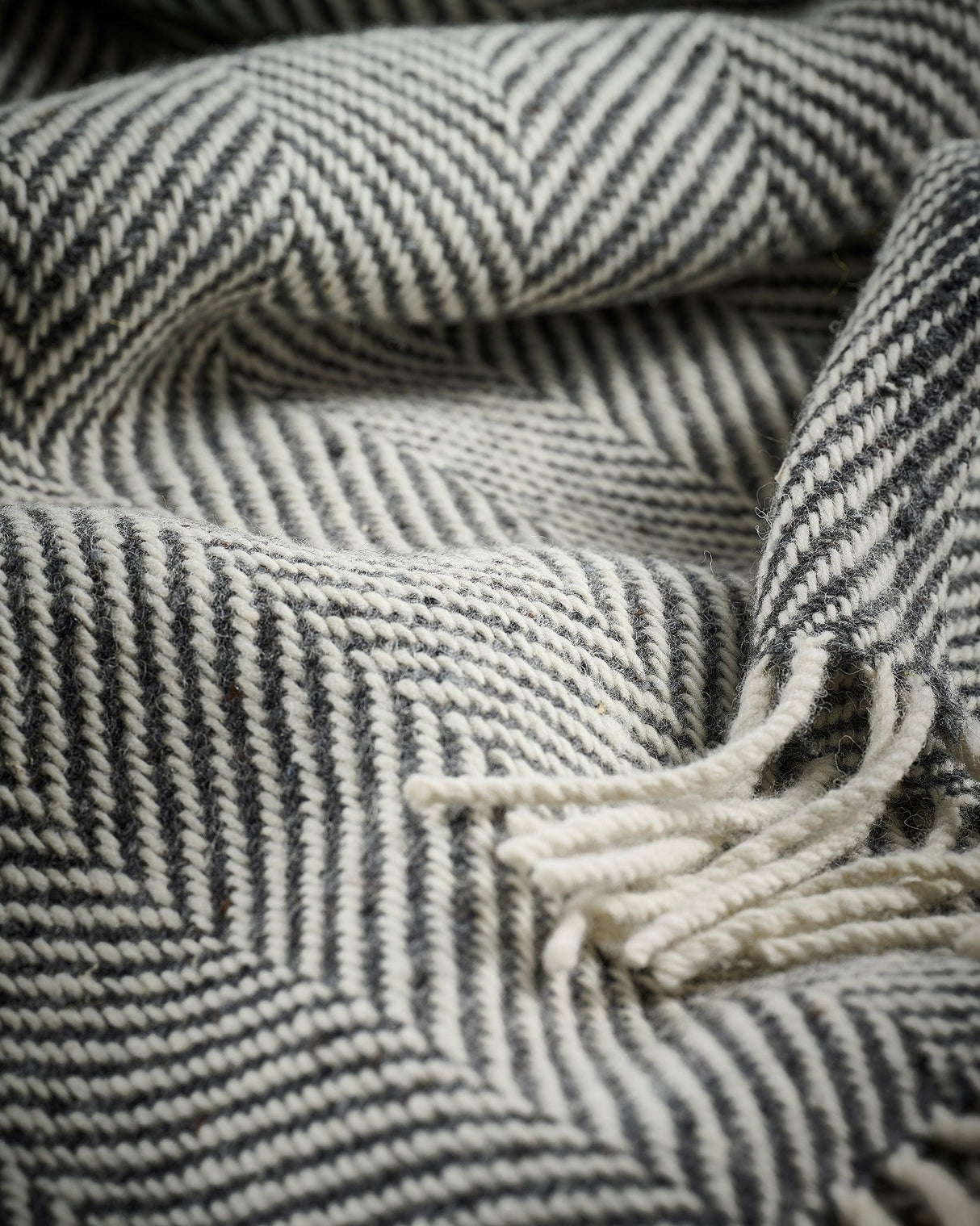 Grey Herringbone Heavy Donegal Throw