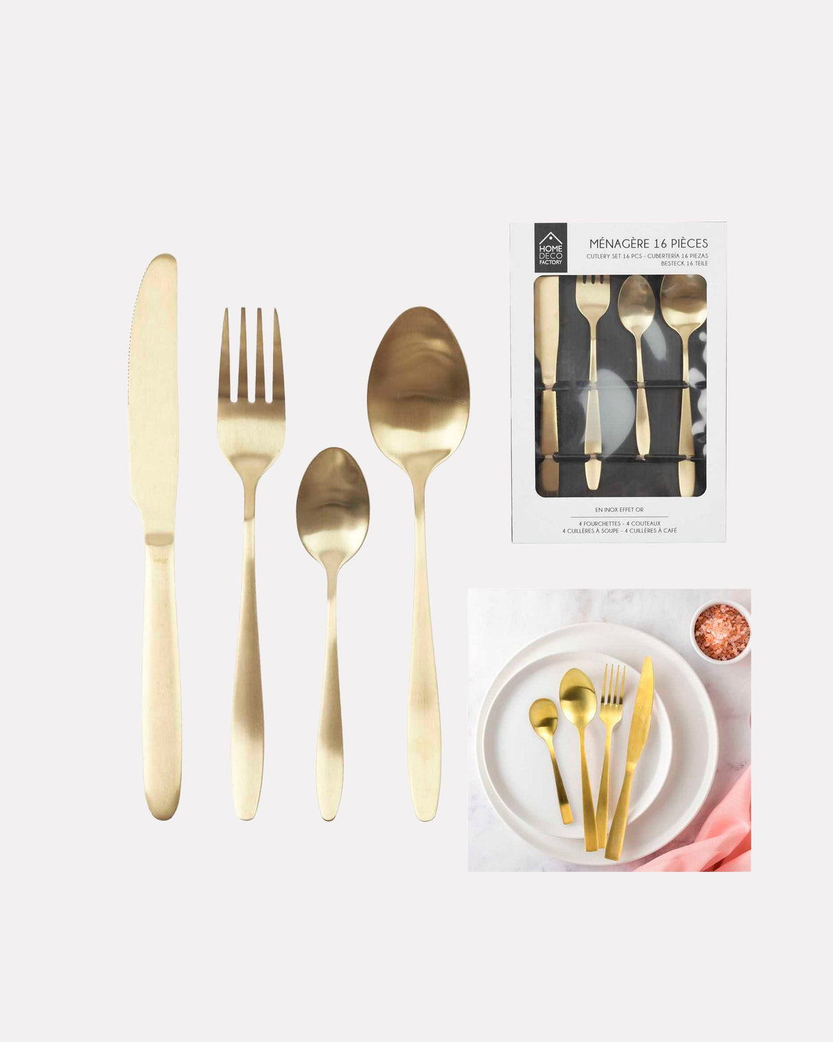 Gold Stainless Steel Cutlery Set - 16 Piece
