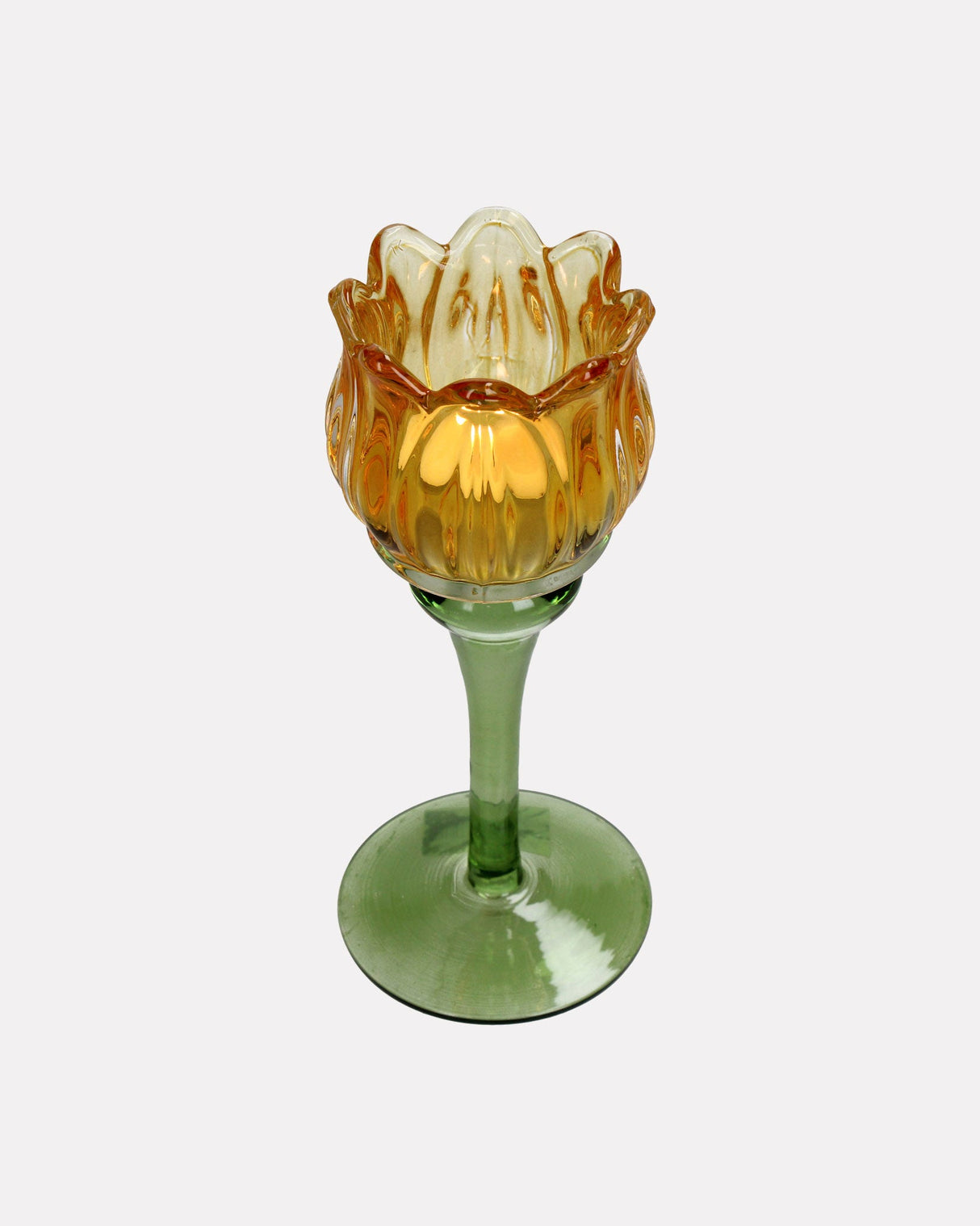 Yellow Tulip Glass Candle Holder