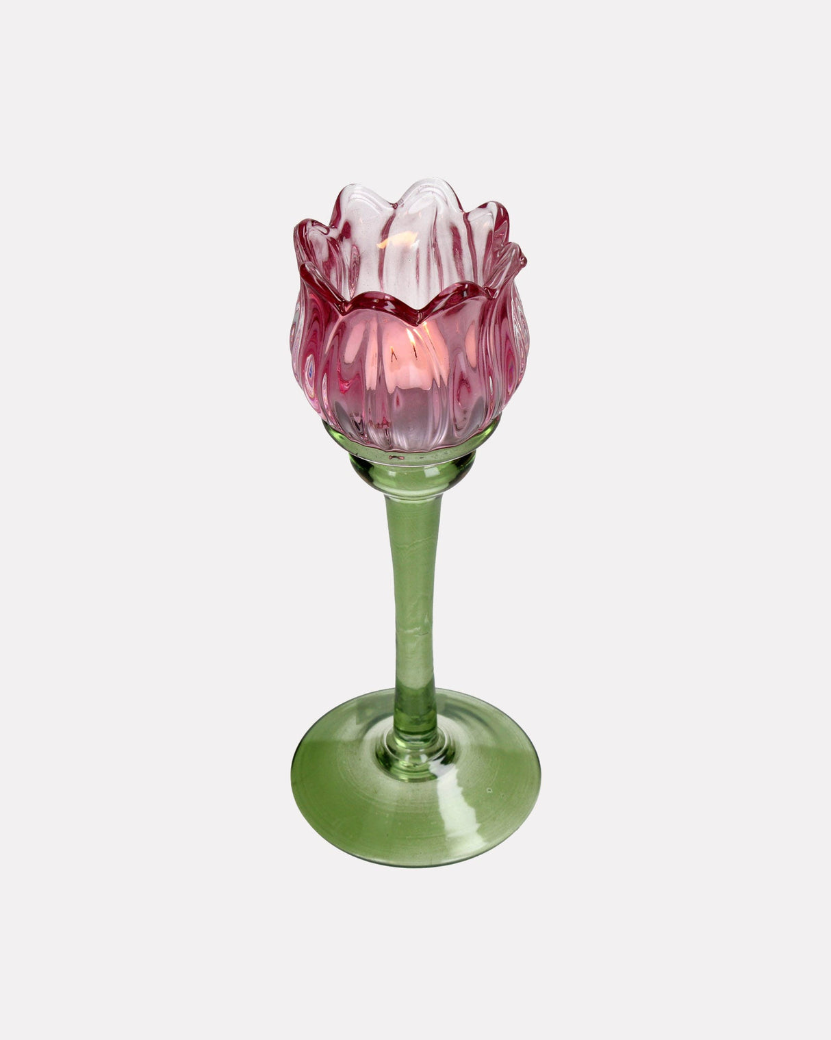 Pink Tulip Glass Candle Holder