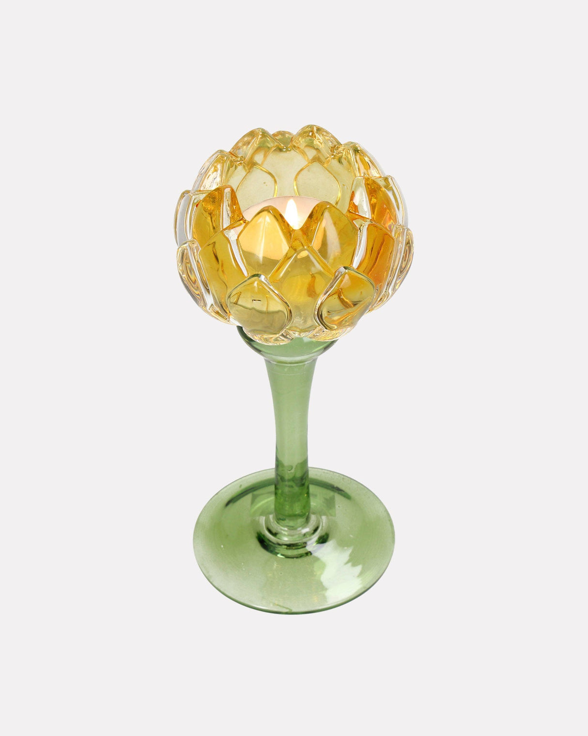 Yellow Flower Glass Candle Holder
