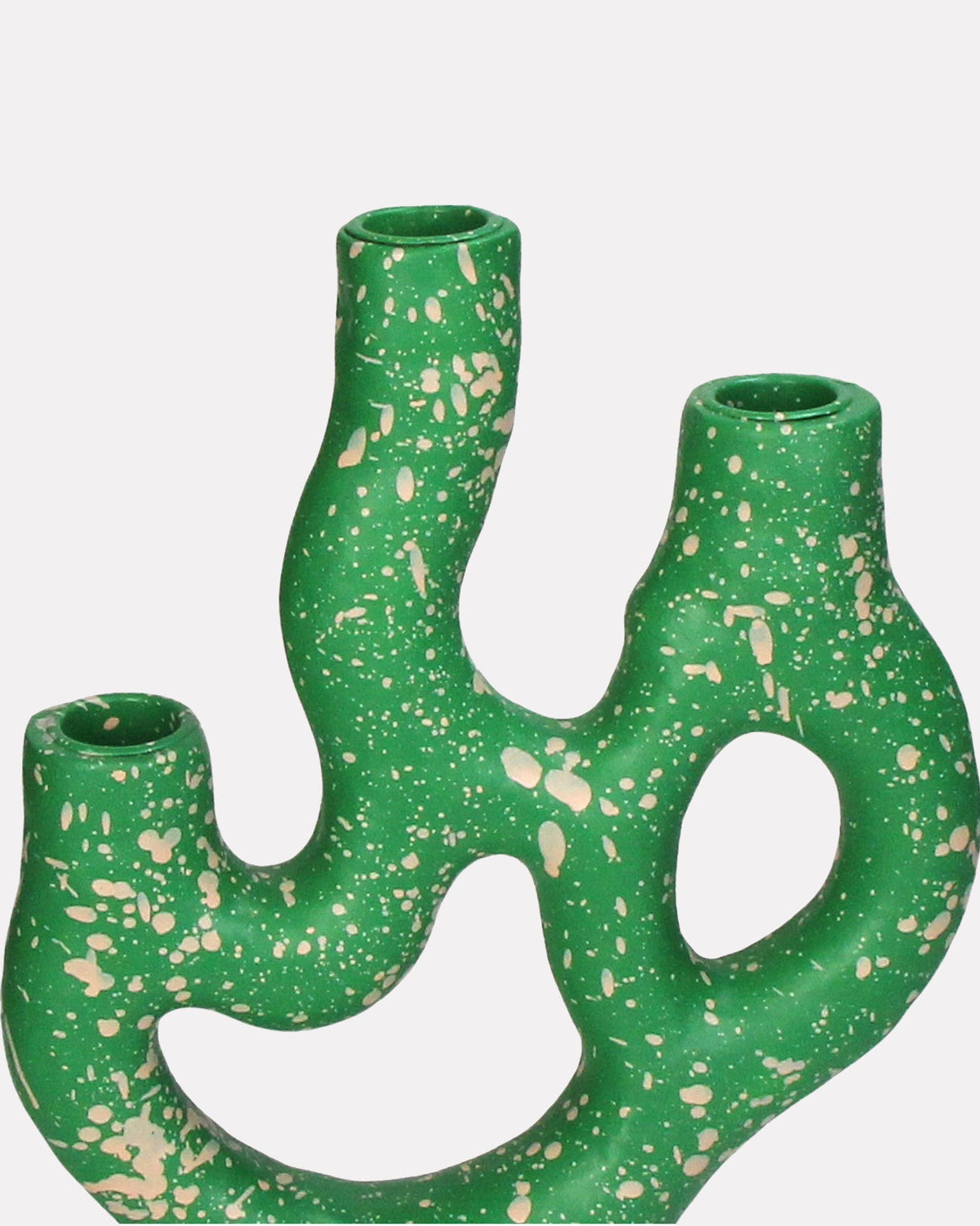 Green & Neutral Organic Splatter Triple Candle Holder
