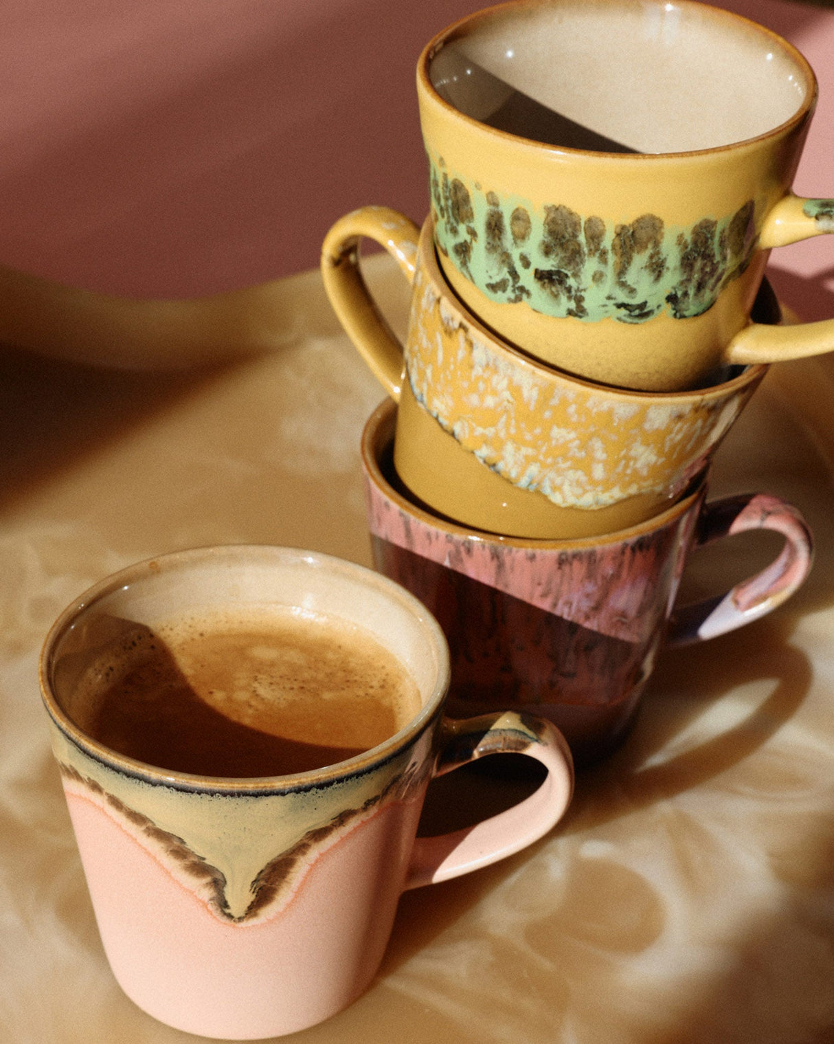 Radiant 70s Ceramics Americano Mugs - Set of 4