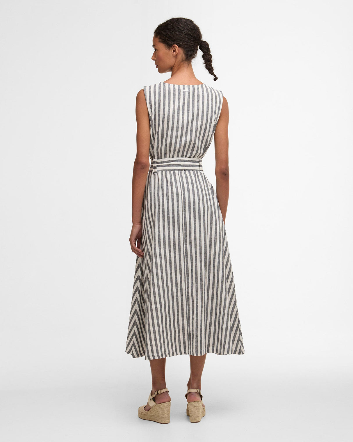 Dark Navy Stripe Inez Midi Dress