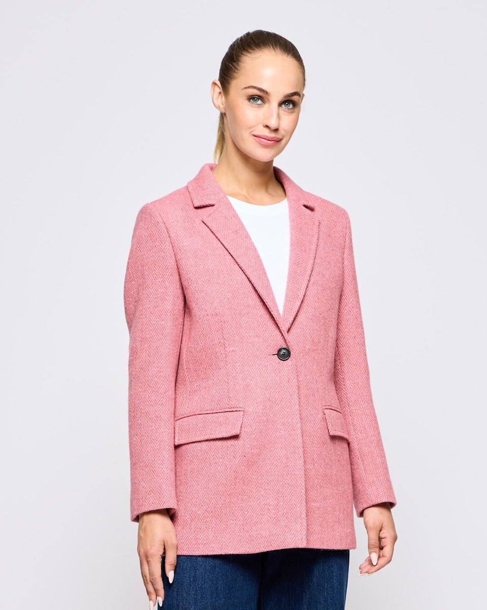 Dusty Pink Leaf Donegal Wool Jacket