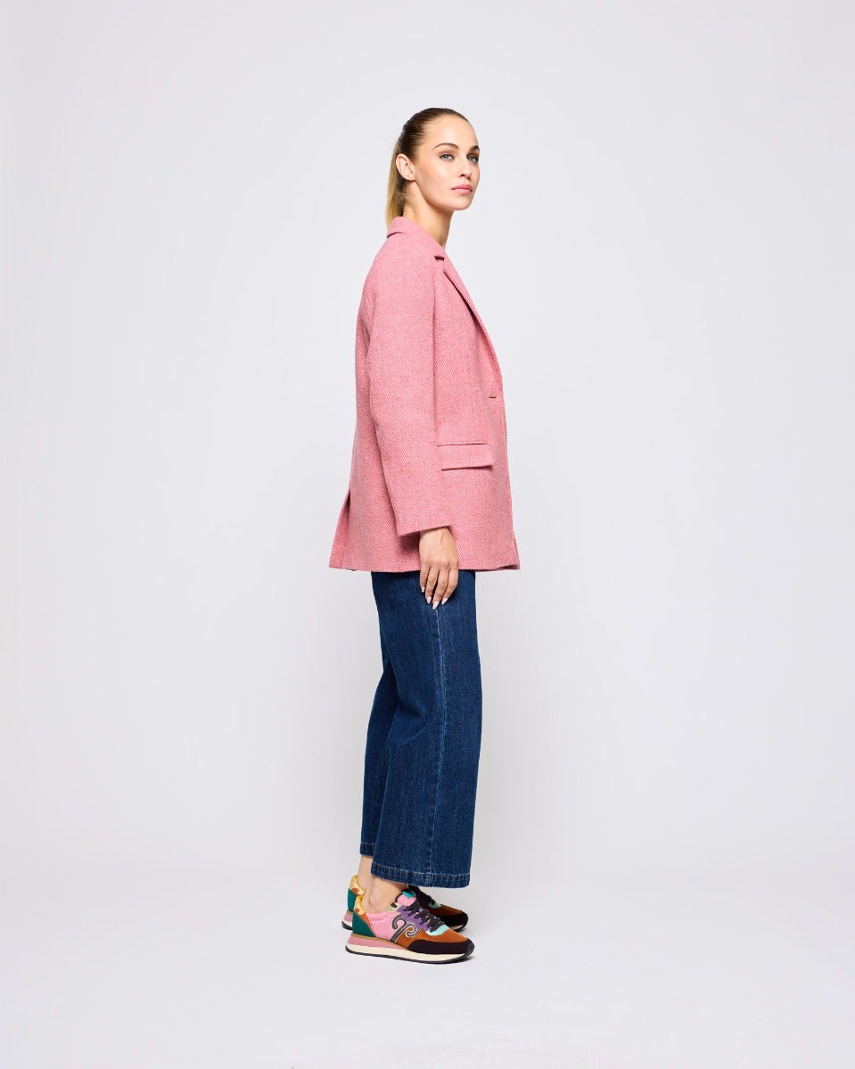 Dusty Pink Leaf Donegal Wool Jacket