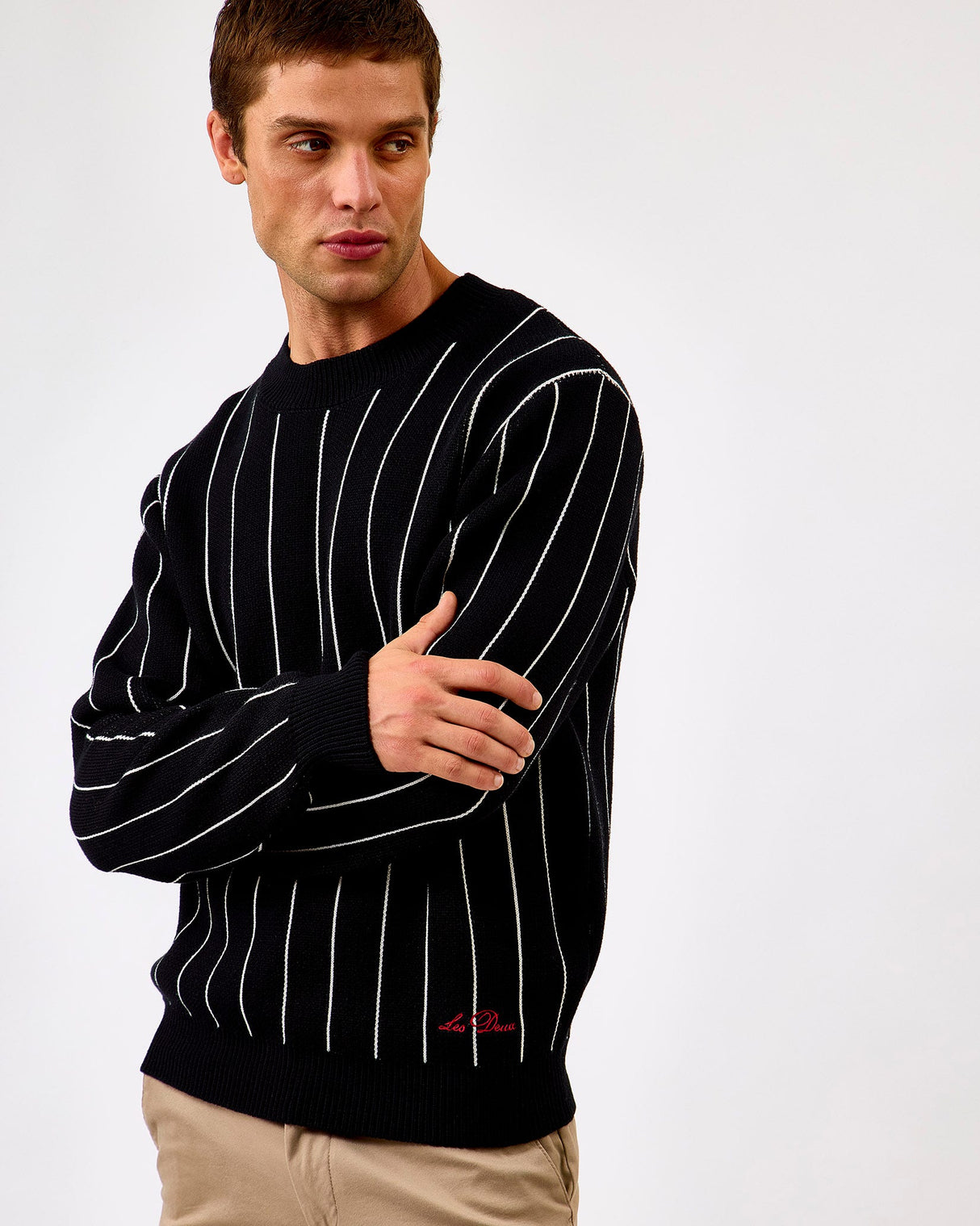 Black-Gaston-Jacquard-Pinstripe-Knit-Jumper