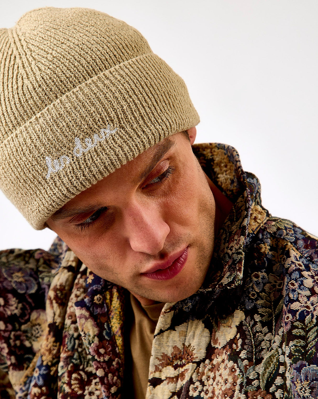 Dark Sand Brad Rib Beanie Hat