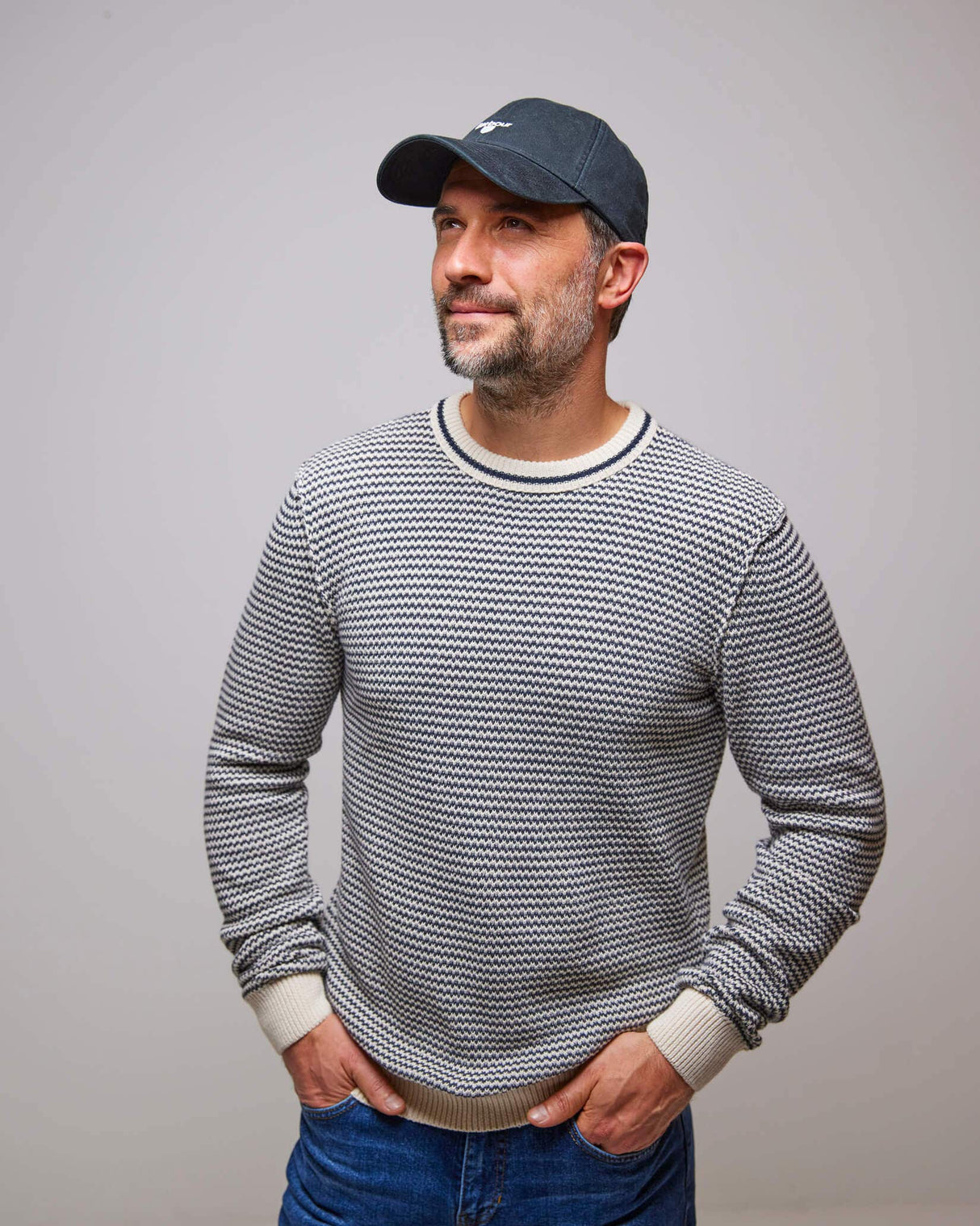 Light-Sand-Karl-Structured-Knit-Jumper