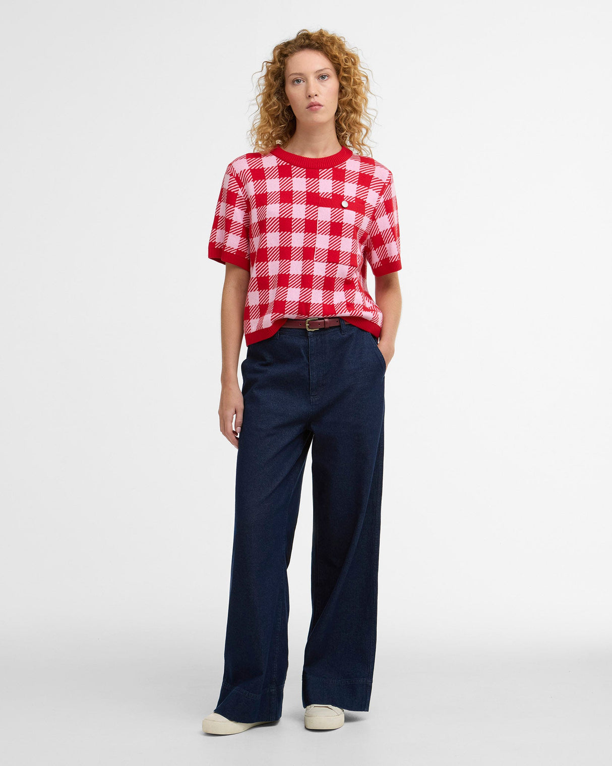Red & White Gingham Esther Knit Jumper