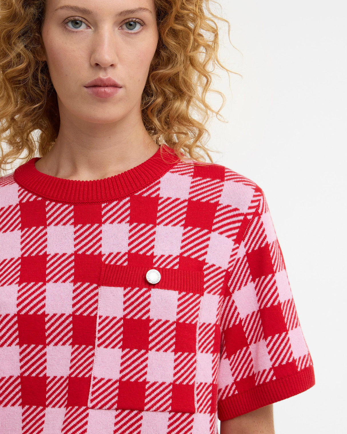 Red & White Gingham Esther Knit Jumper