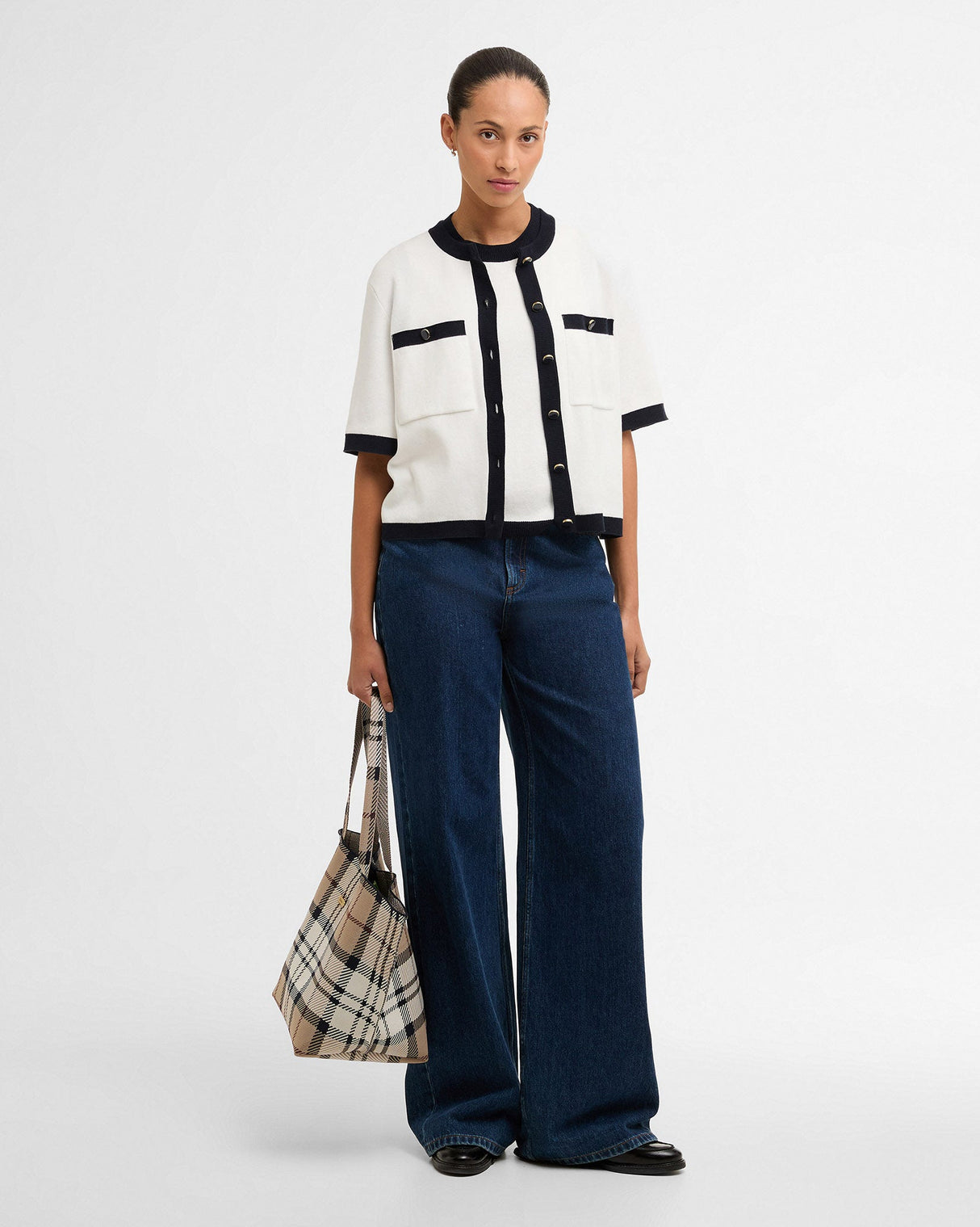 Cloud & Navy Sloane Knit Cardigan