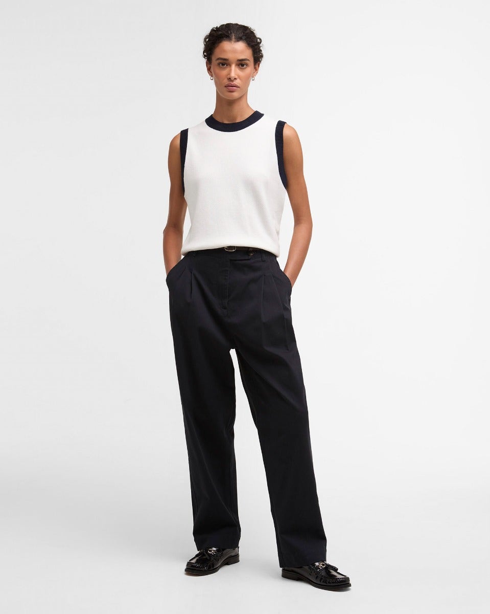 Cloud & Navy Salthill Knitted Vest