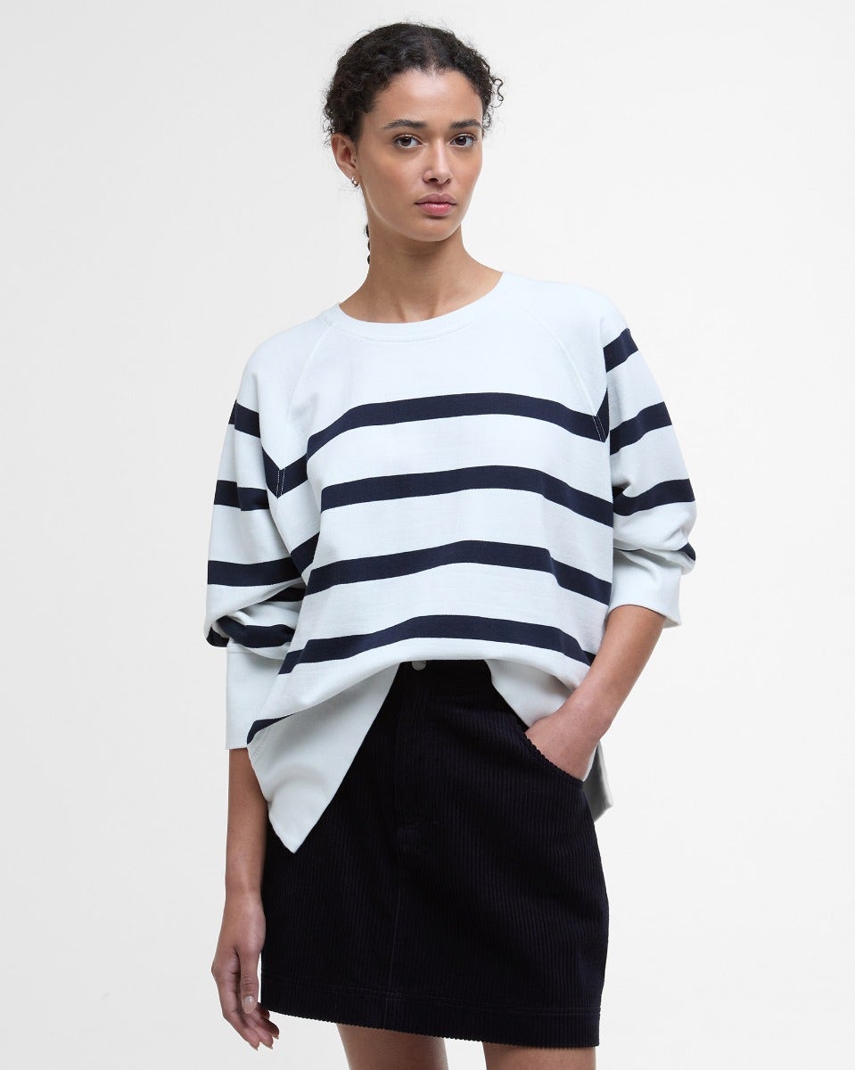 Cloud & Navy Stripe Delaney Sweatshirt