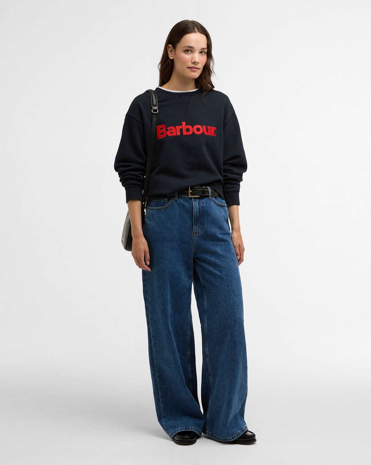 Navy Hartland Crew Slogan Sweatshirt