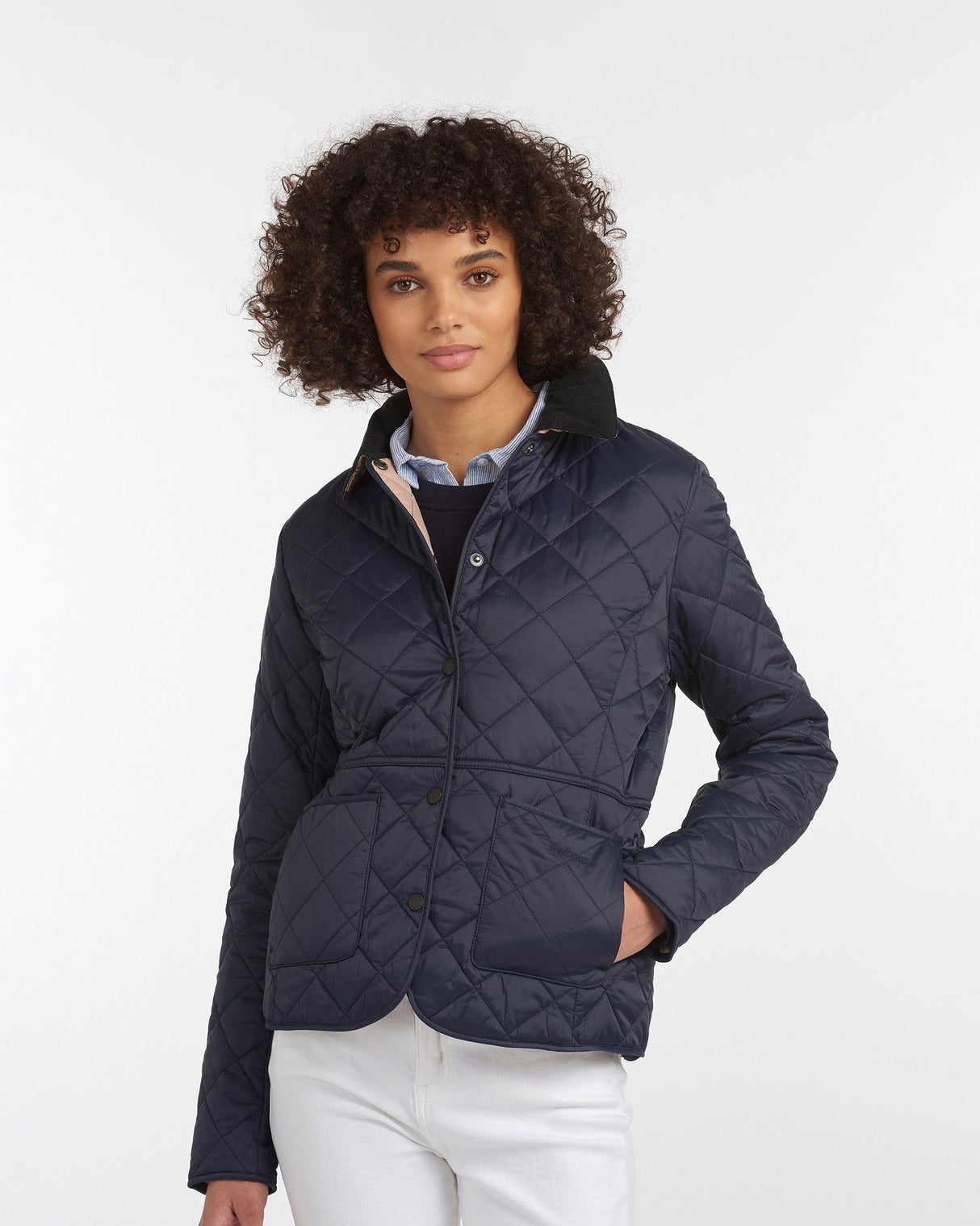 Navy & Pale Pink Deveron Quilt Jacket