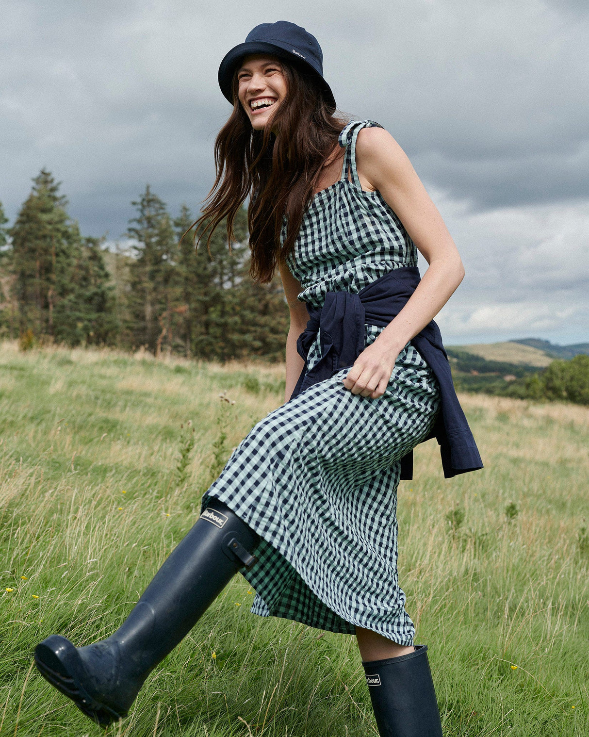 Navy Bede Tall Welly Boots