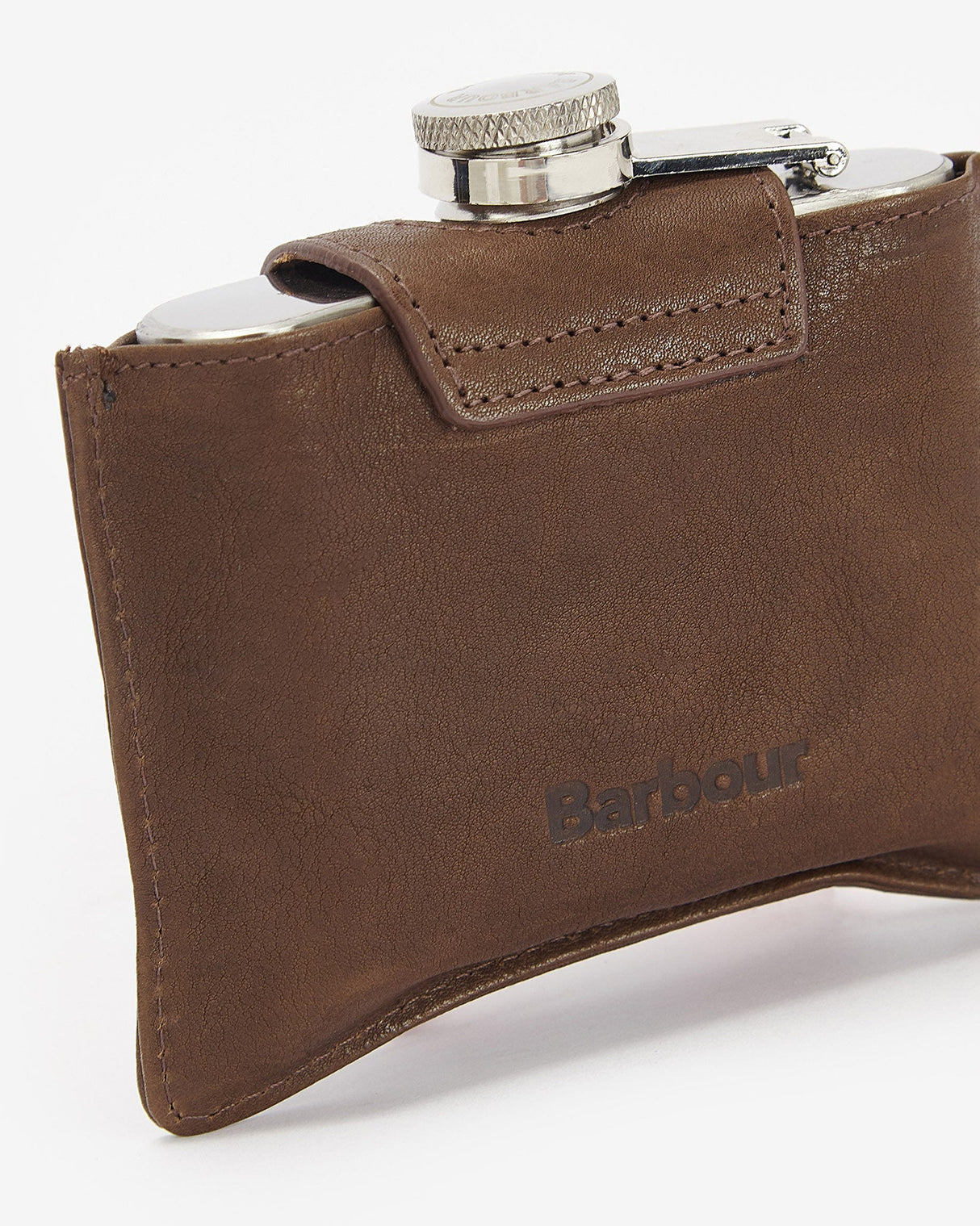 Barbour Brown Hinged Hip Flask