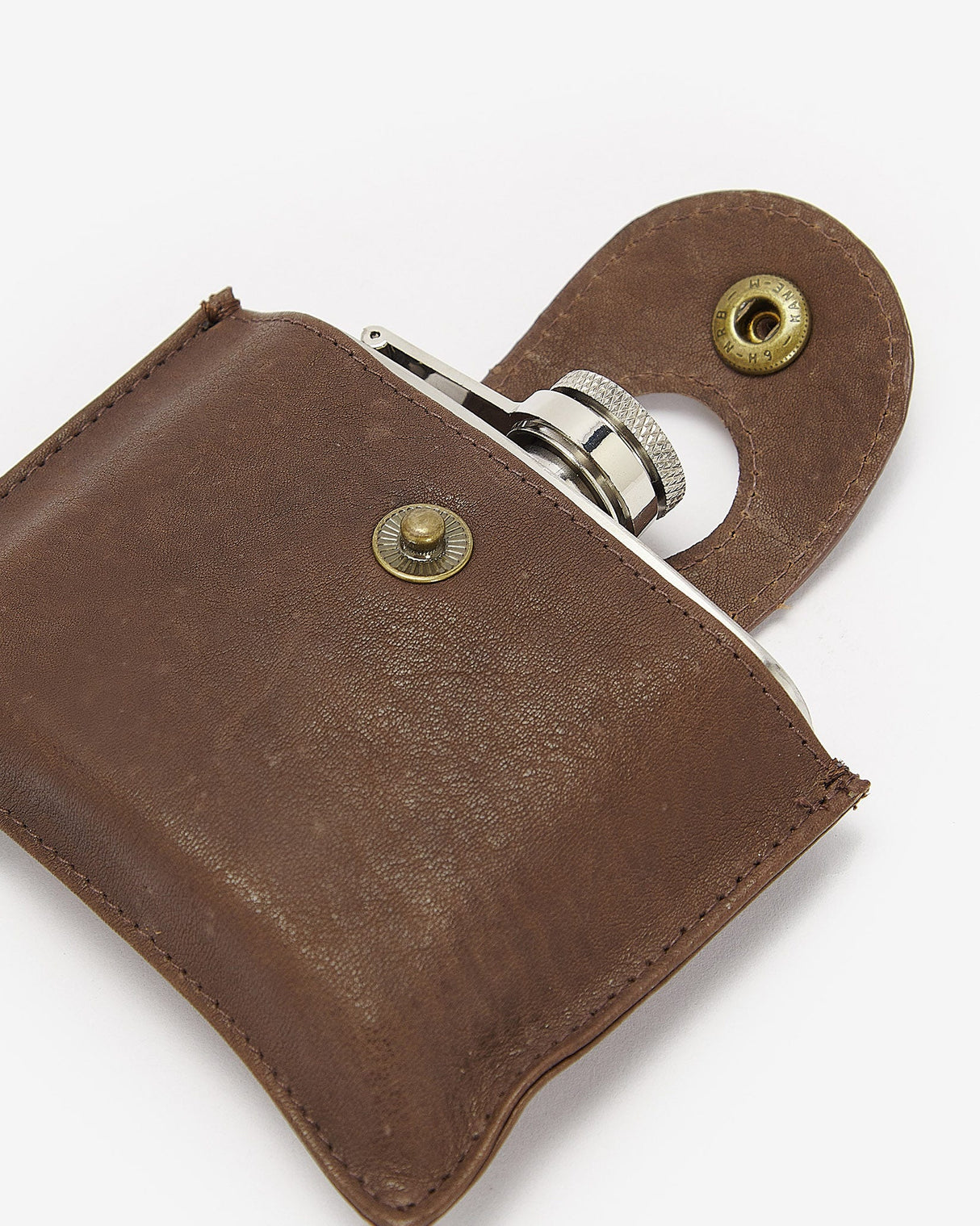 Barbour Brown Hinged Hip Flask