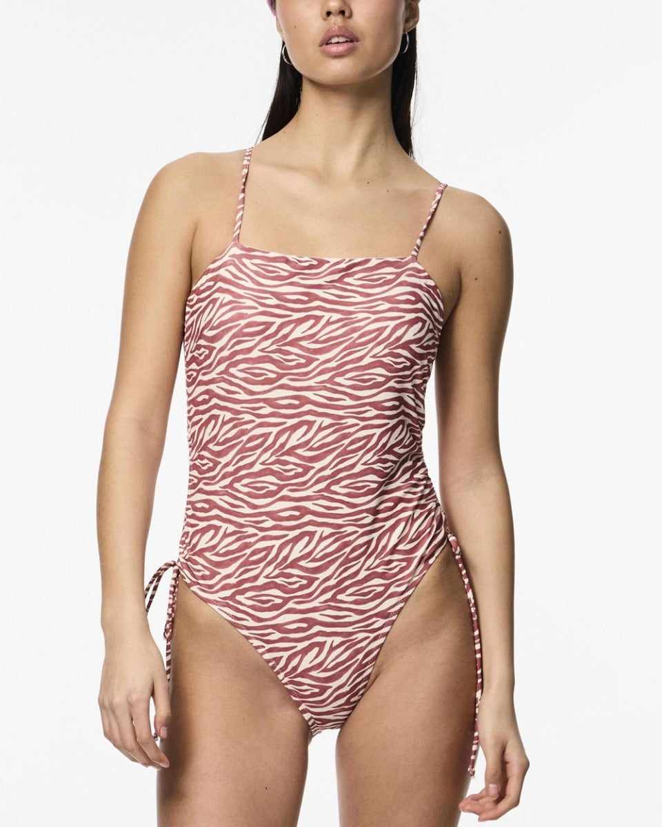 Marsala Print Camy Ruching Swimsuit