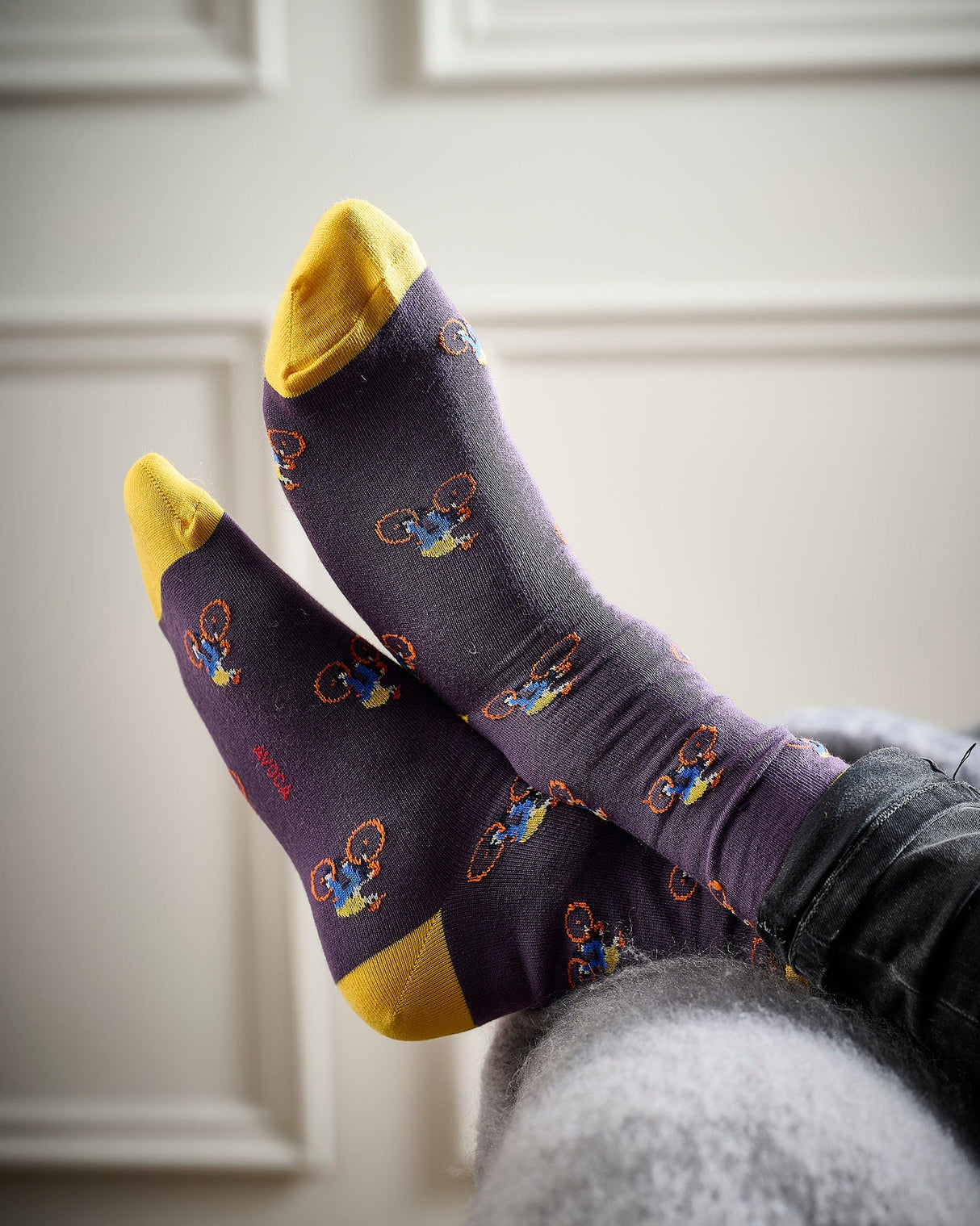 Mauve & Yellow Cyclist Socks