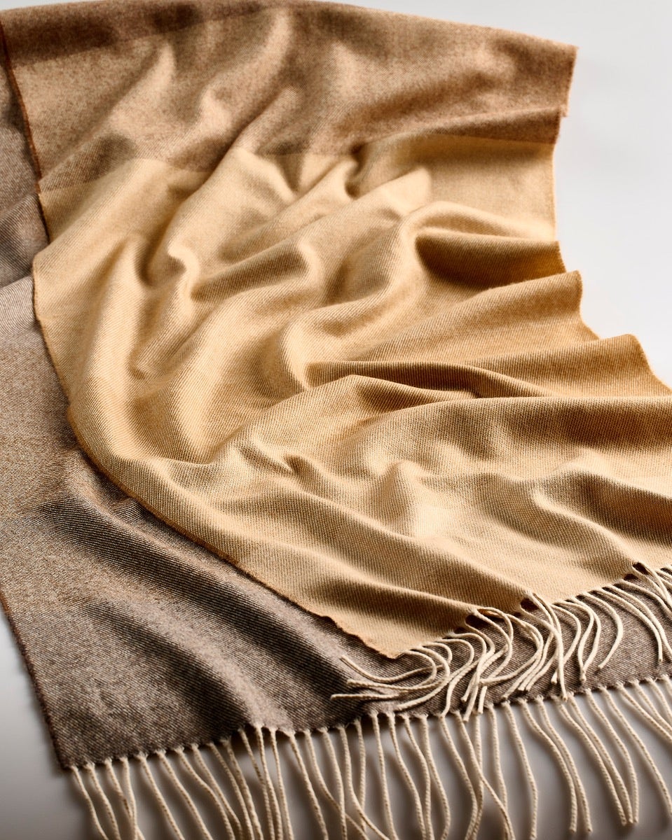 Ombre Camel Extra Wide Merino Scarf