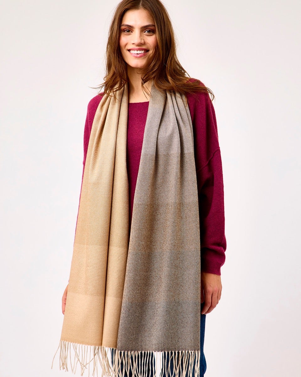 Ombre Camel Extra Wide Merino Scarf