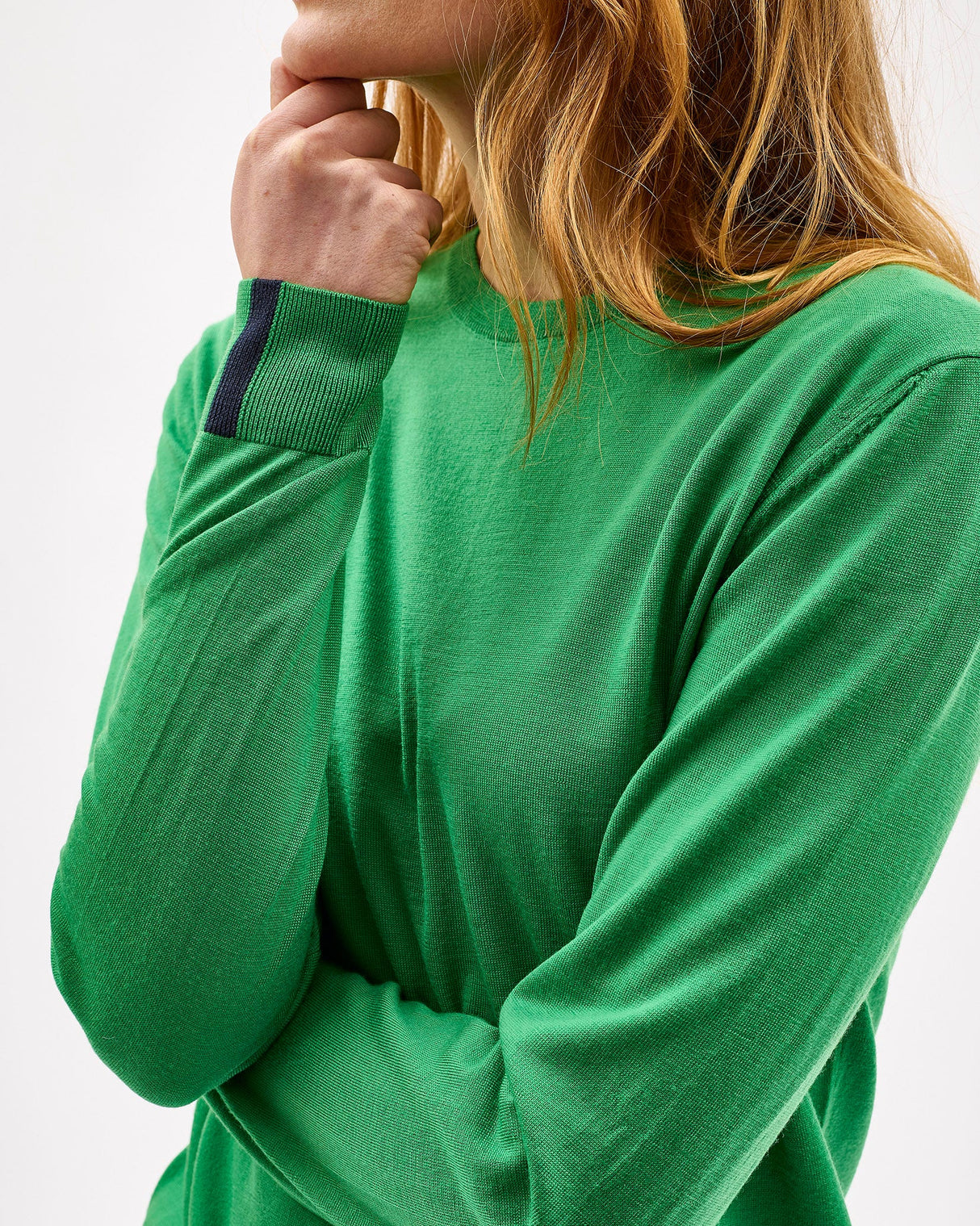 Unisex Green 100% Merino Knit Crew Neck Jumper