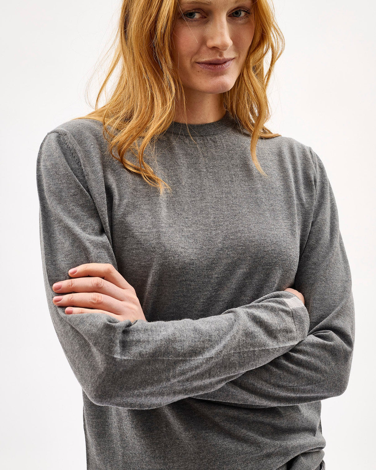 Unisex Grey 100% Merino Knit Crew Neck Jumper
