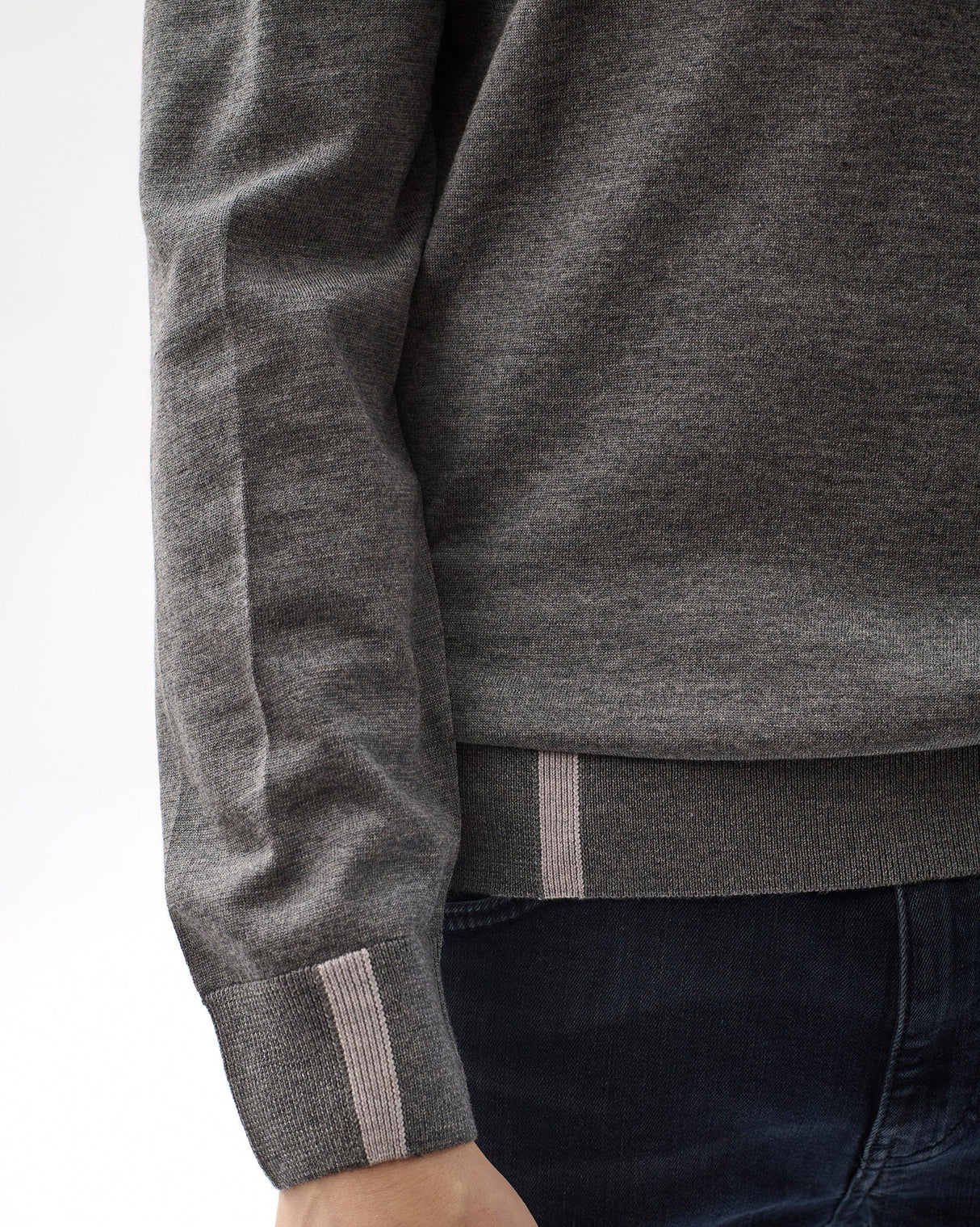 Unisex Grey 100% Merino Knit Crew Neck Jumper