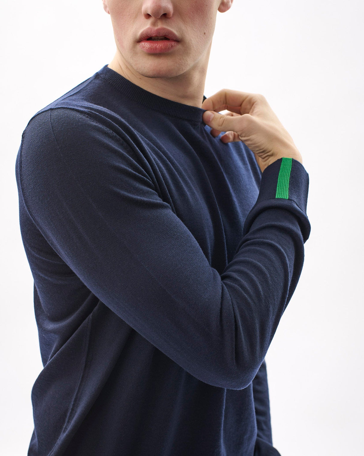 Unisex Navy 100% Merino Knit Crew Neck Jumper