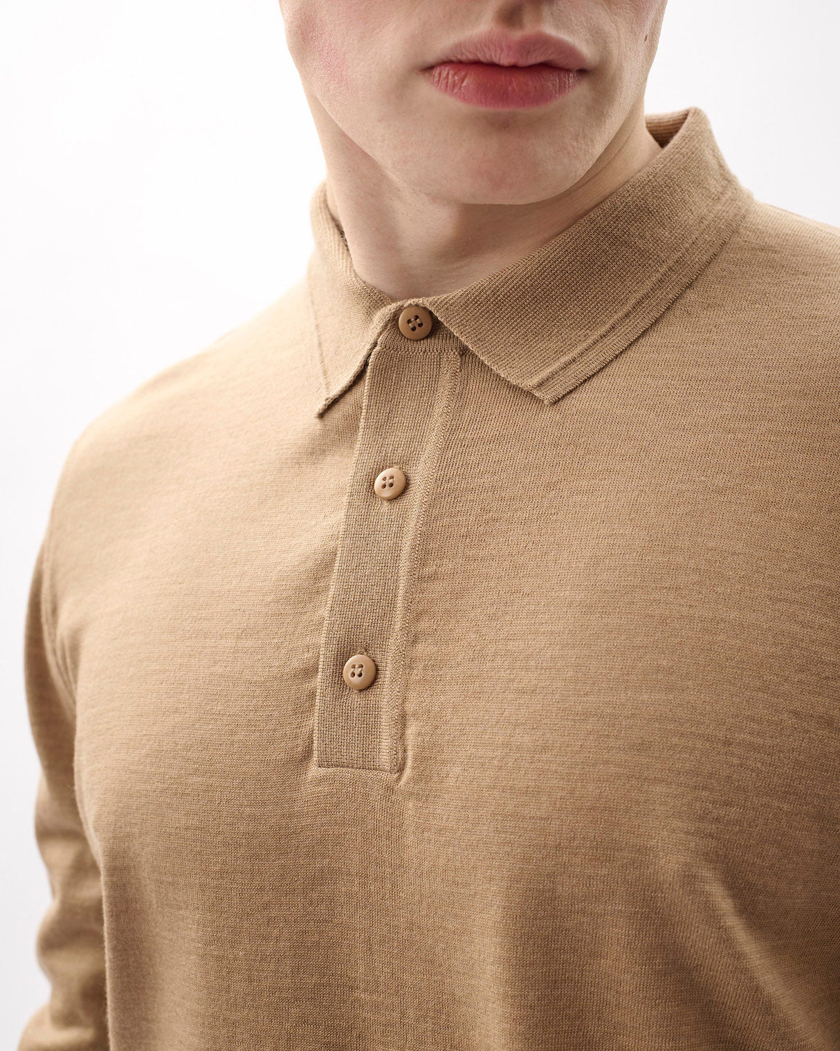 Biscuit-100%-Merino-Knit-Polo-Jumper