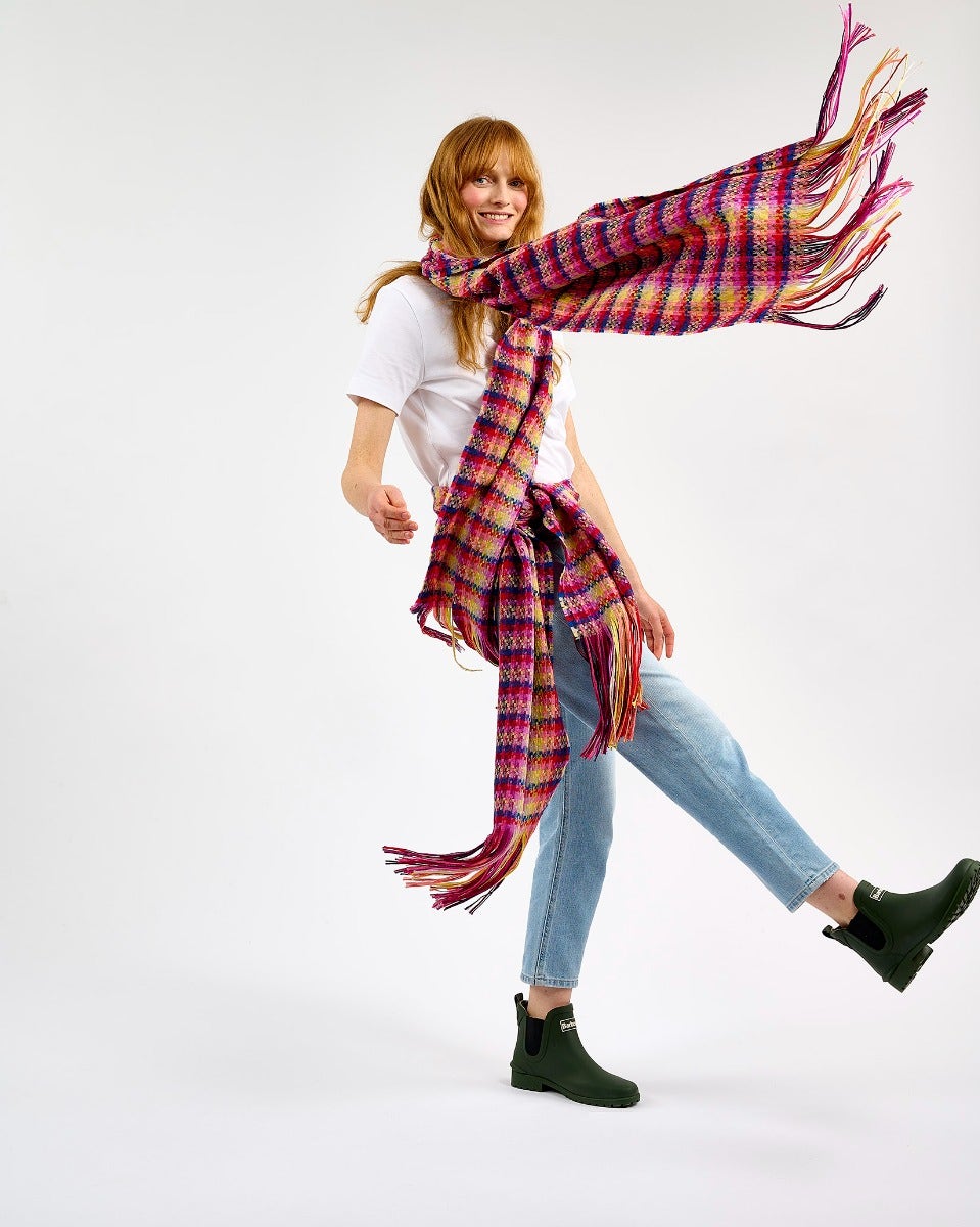 Berry Lollipop Wide Merino Scarf