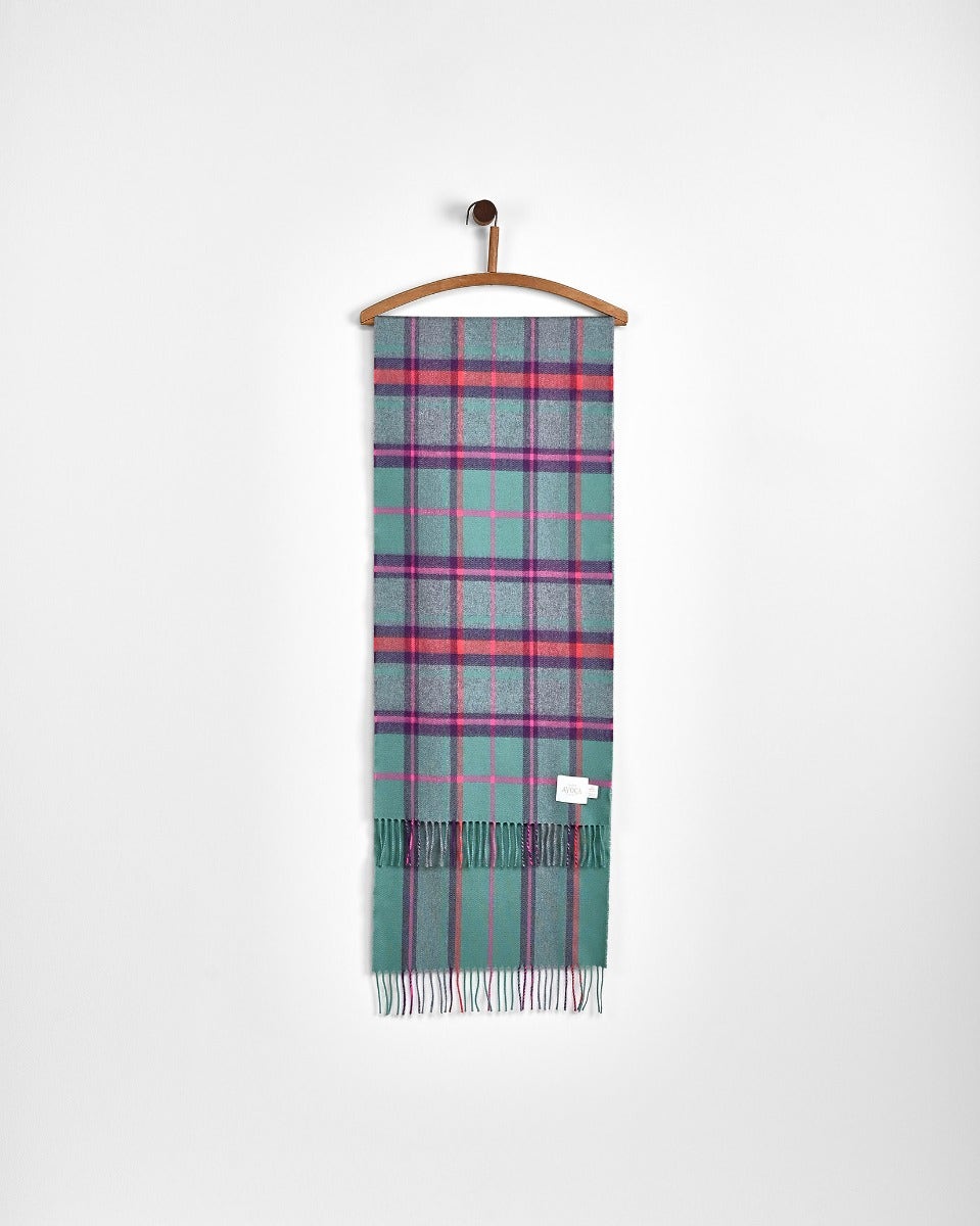 Oscar Check Green Ivy Wide Merino Scarf