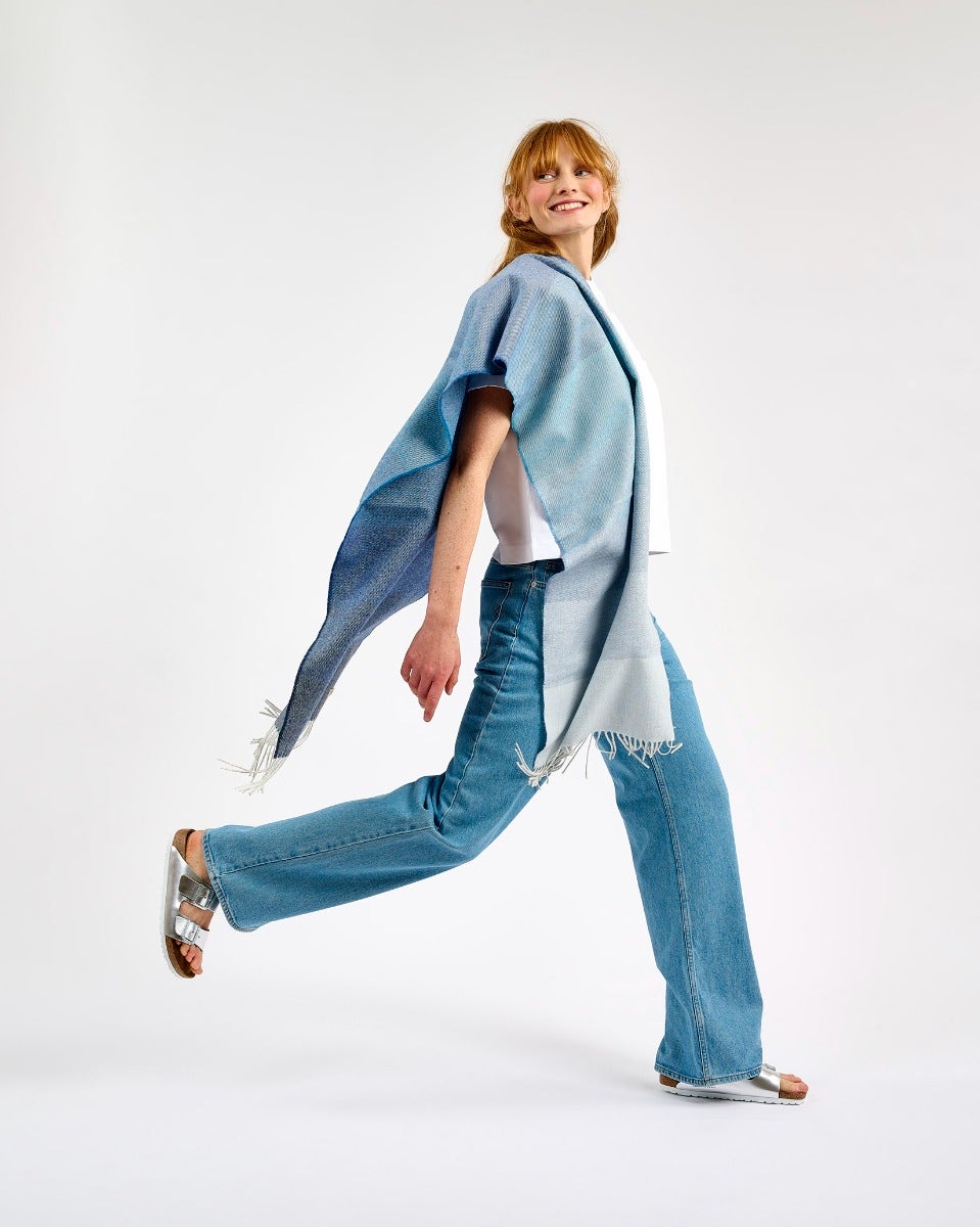 Ombre Denim Wide Merino Scarf