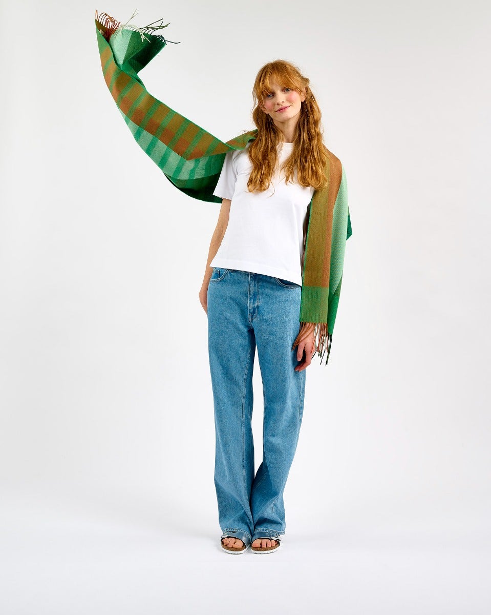 Tricolour Stripe Wide Merino Scarf
