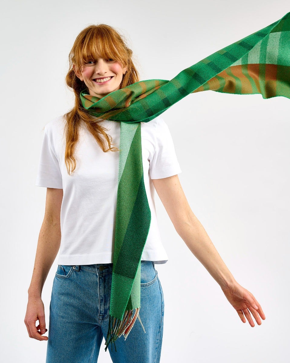 Tricolour Stripe Wide Merino Scarf