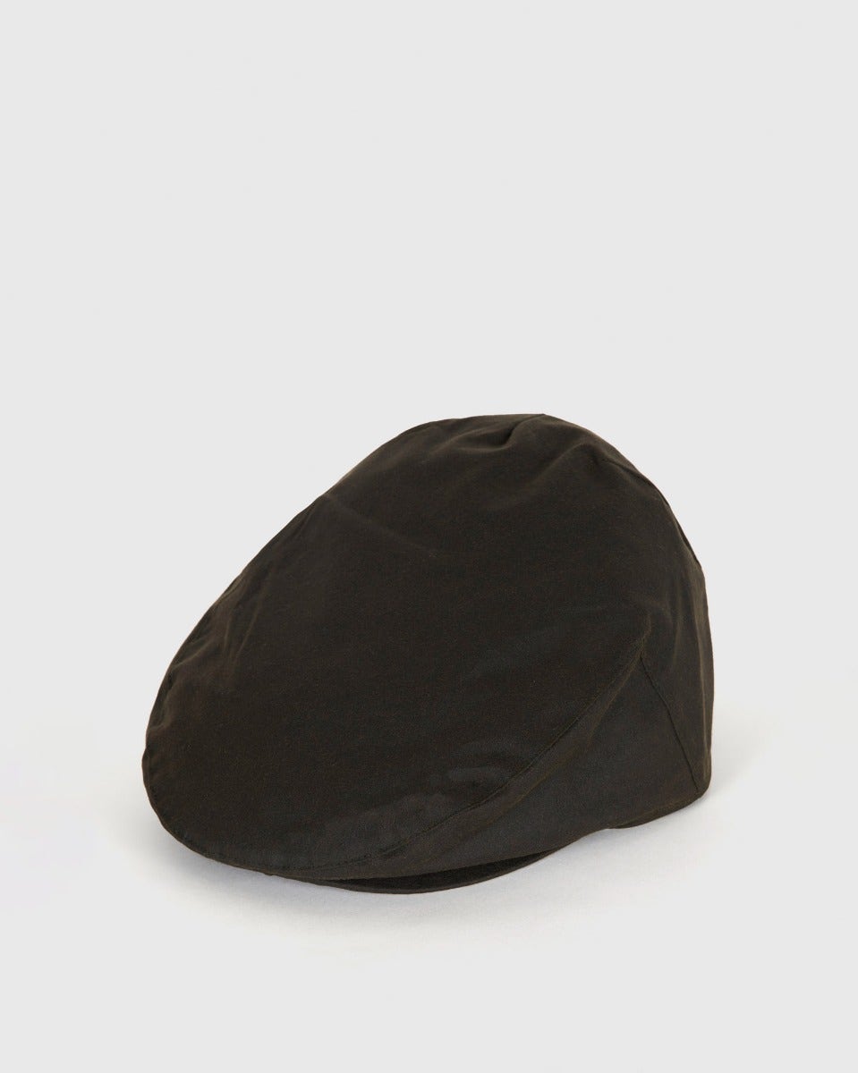 Olive Wax Flat Cap