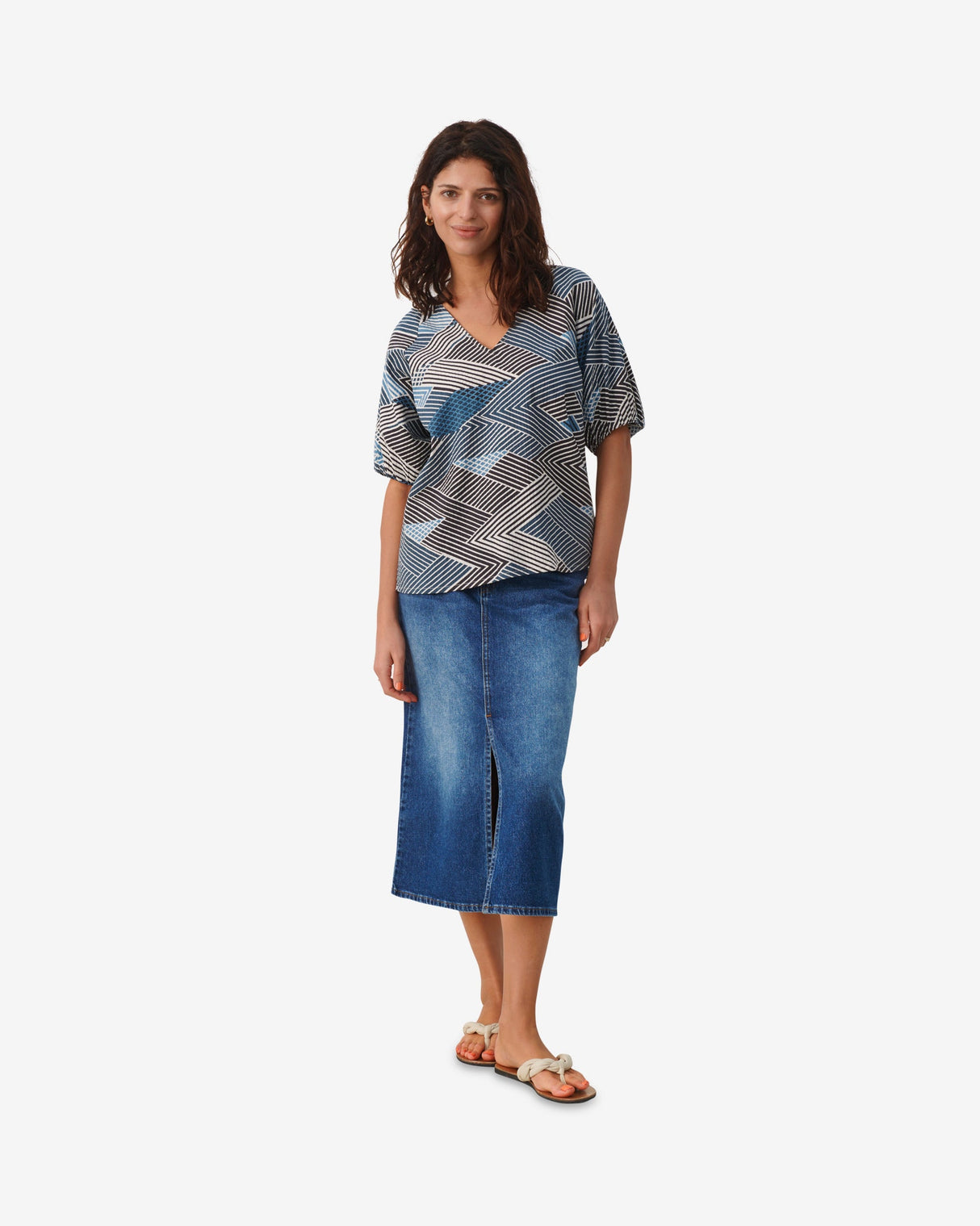 Midnight Zigzag Brigitta Blouse