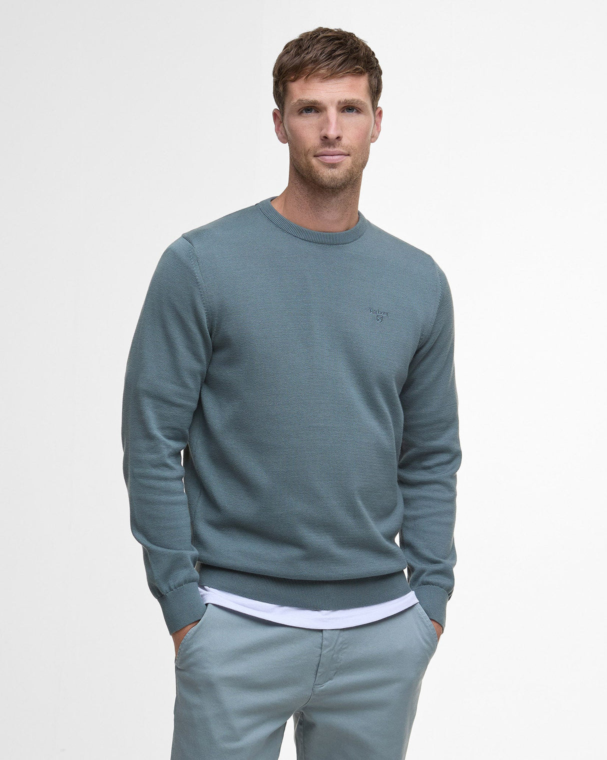 Vintage-Teal-Pima-Crew-Neck-Jumper