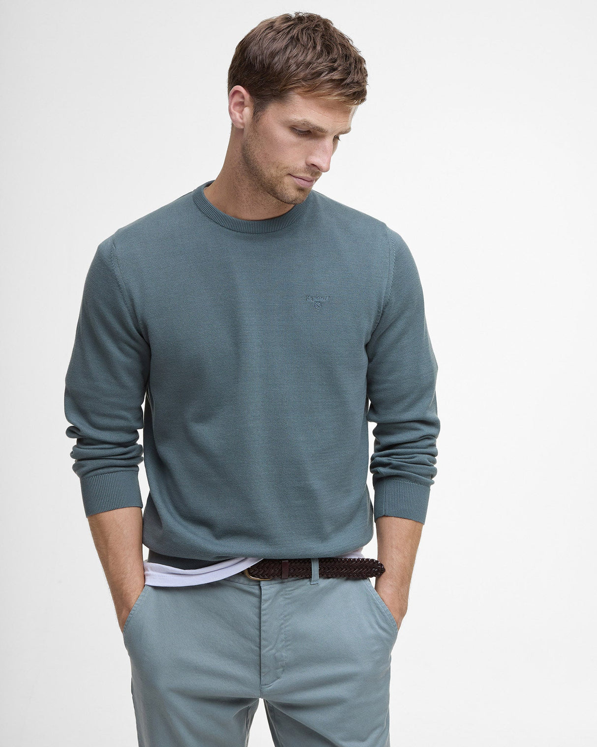 Vintage Teal Pima Crew Neck Jumper