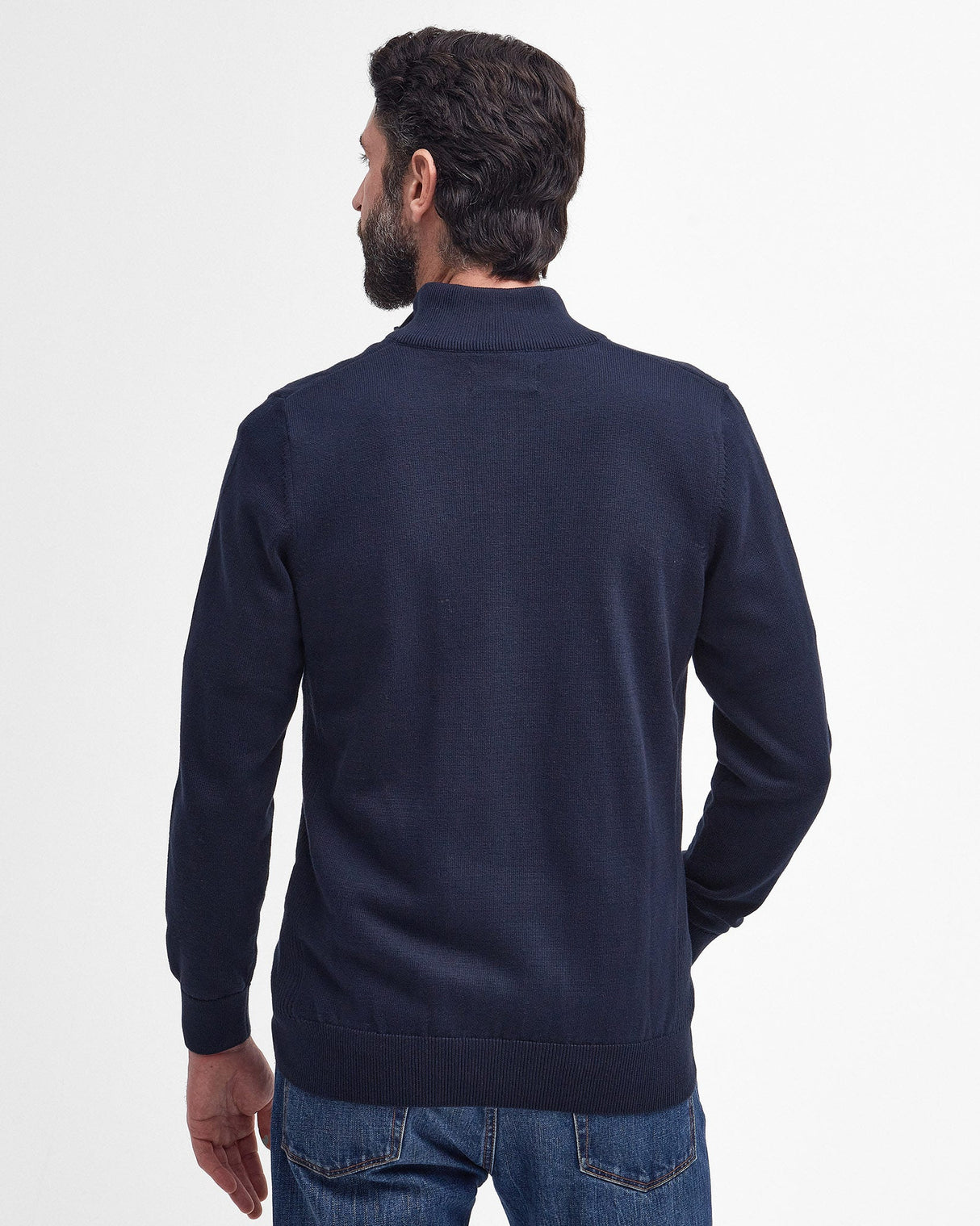 Navy-Cotton-Half-Zip-Knitted-Jumper