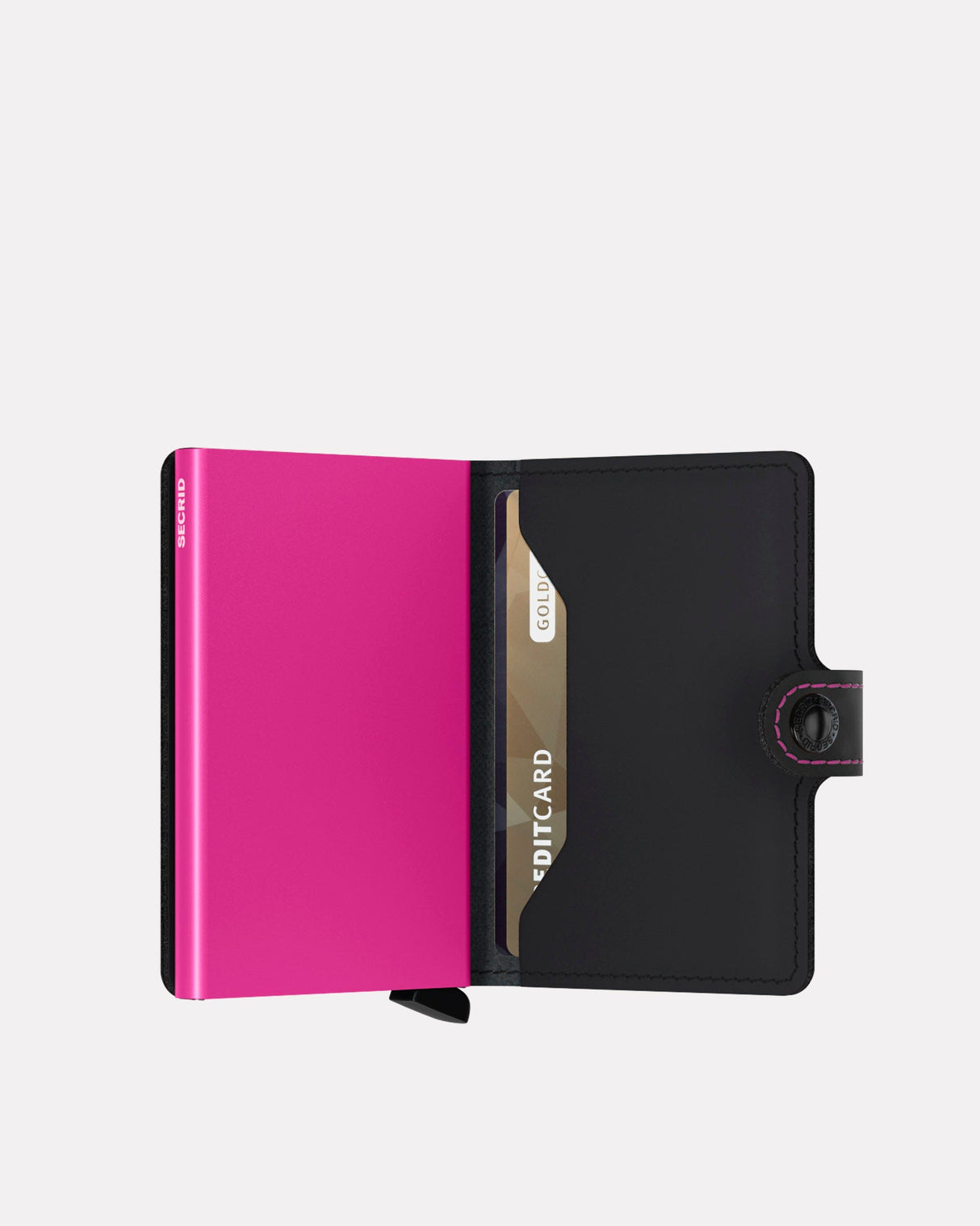 Black & Fuchsia Matte Leather Miniwallet