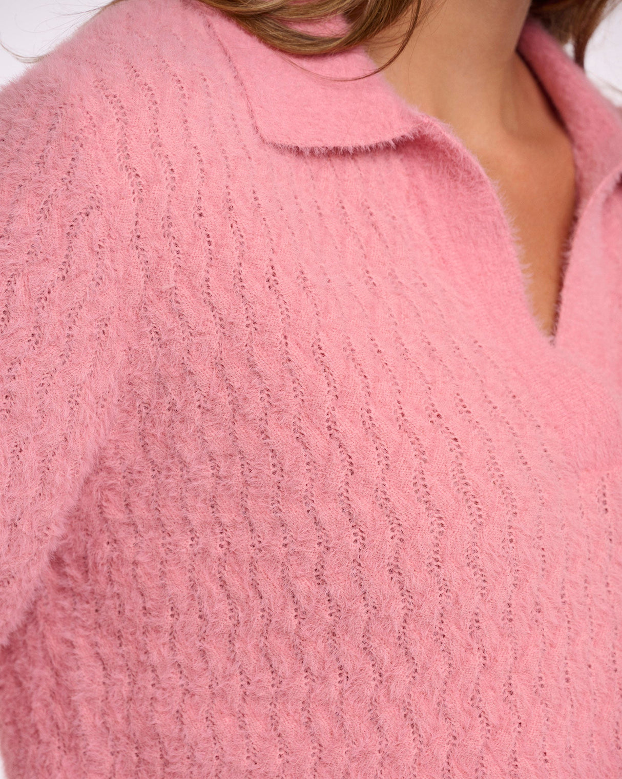 Confetti Pink Moisa Open Neck Collar Top
